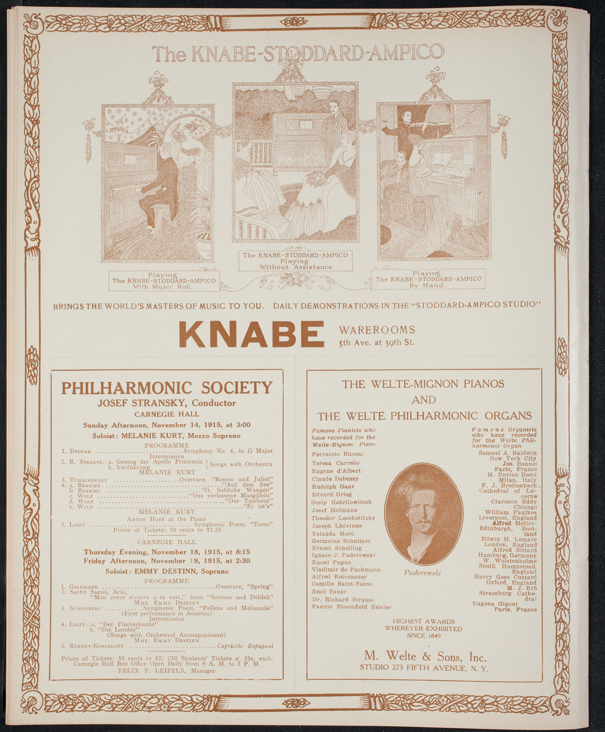 New York Philharmonic, November 11, 1915, program page 12