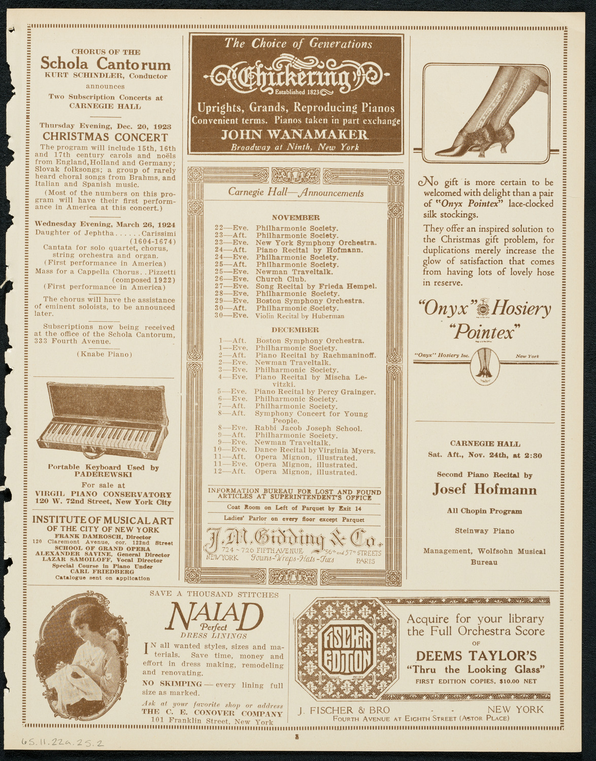 New York Symphony Orchestra: Beethoven Cycle, November 22, 1923, program page 3