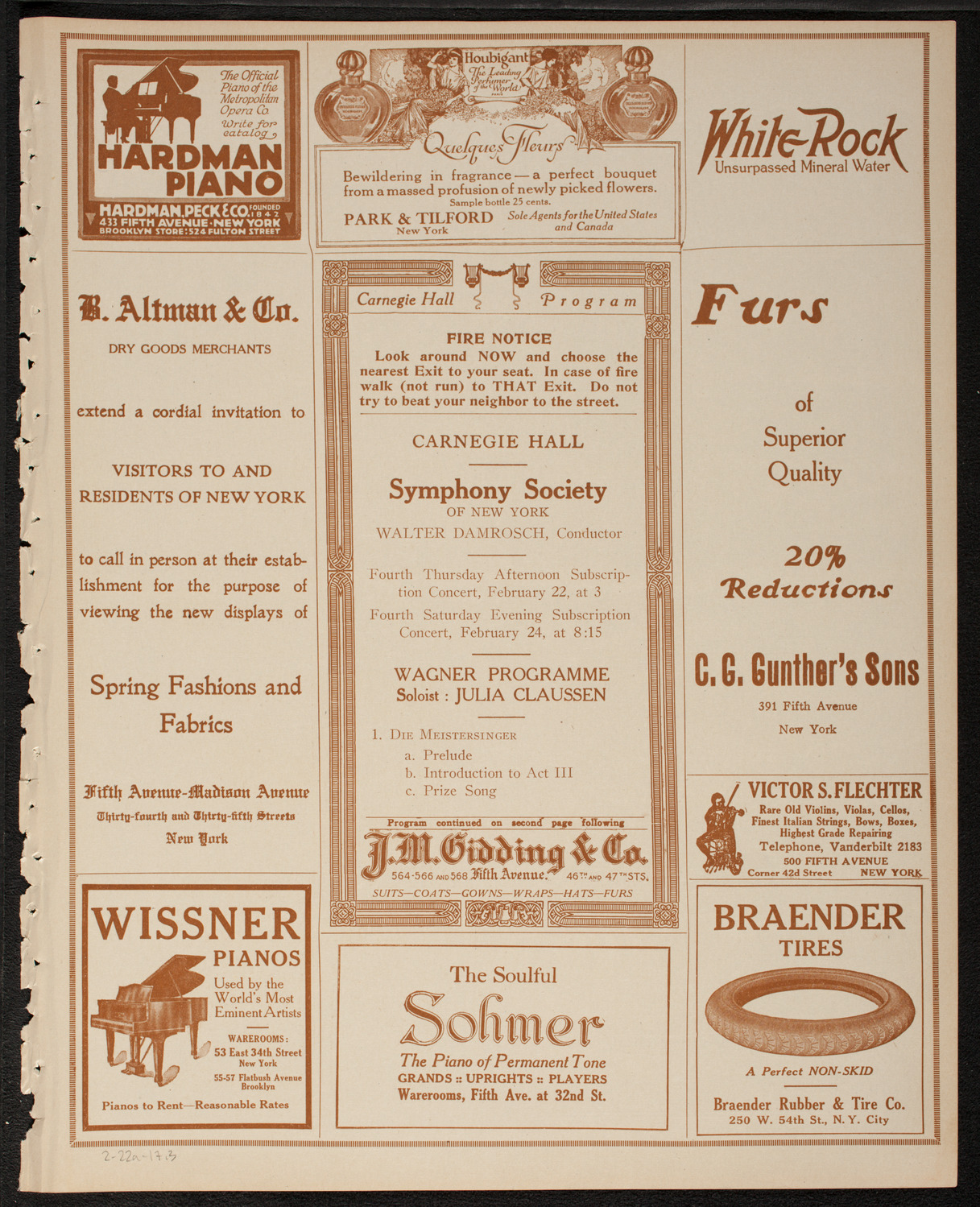 New York Symphony Orchestra, February 22, 1917, program page 5