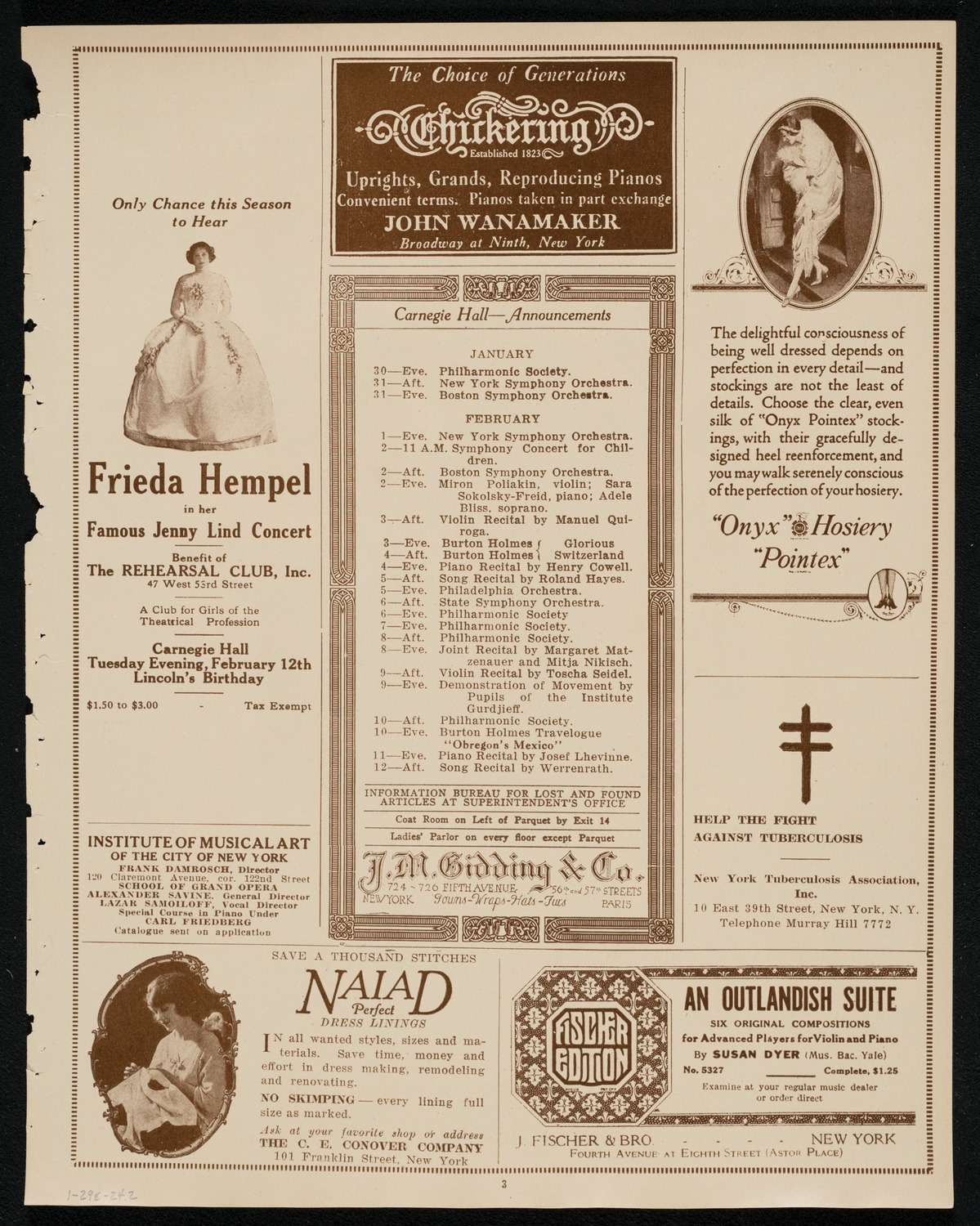Fritz Kreisler, Violin, and Lionel Tertis, Viola, January 29, 1924, program page 3