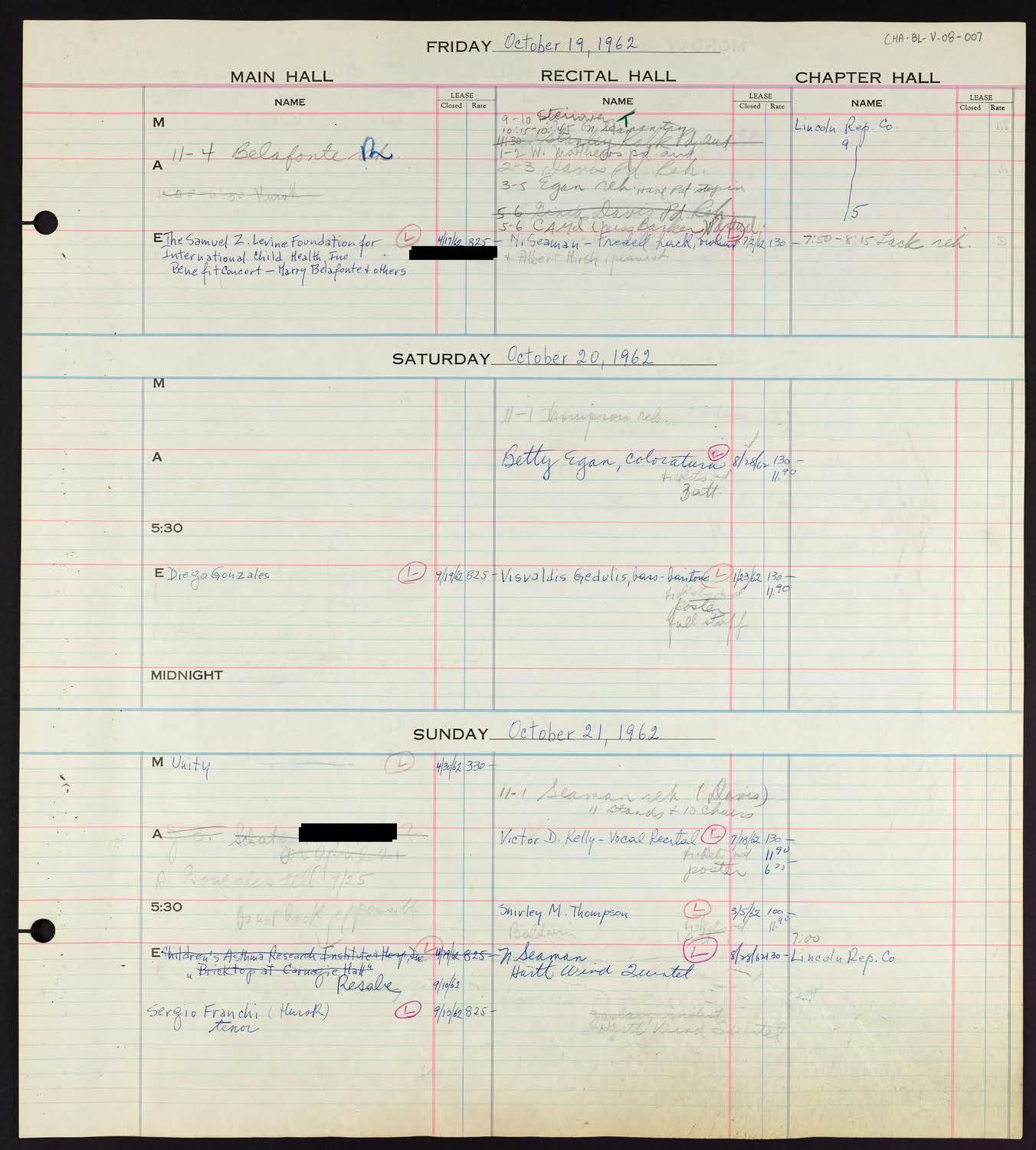 Carnegie Hall Booking Ledger, volume 8, page 7