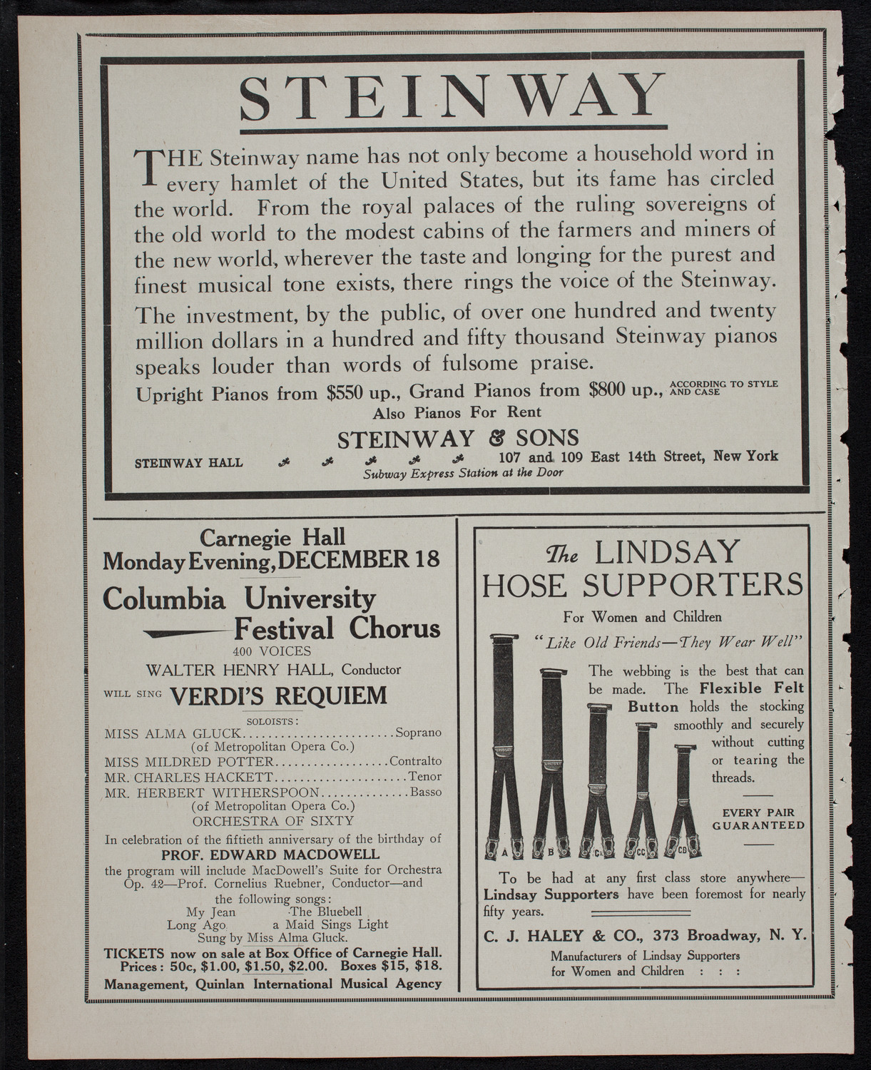 New York Philharmonic, December 15, 1911, program page 4