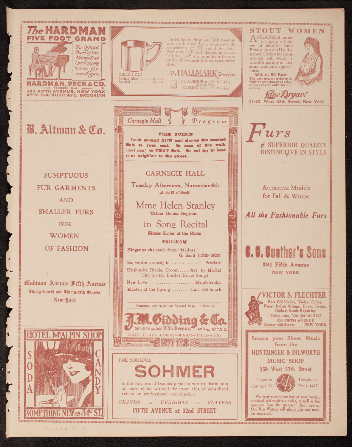 Helen Stanley, Soprano, November 4, 1919, program page 5