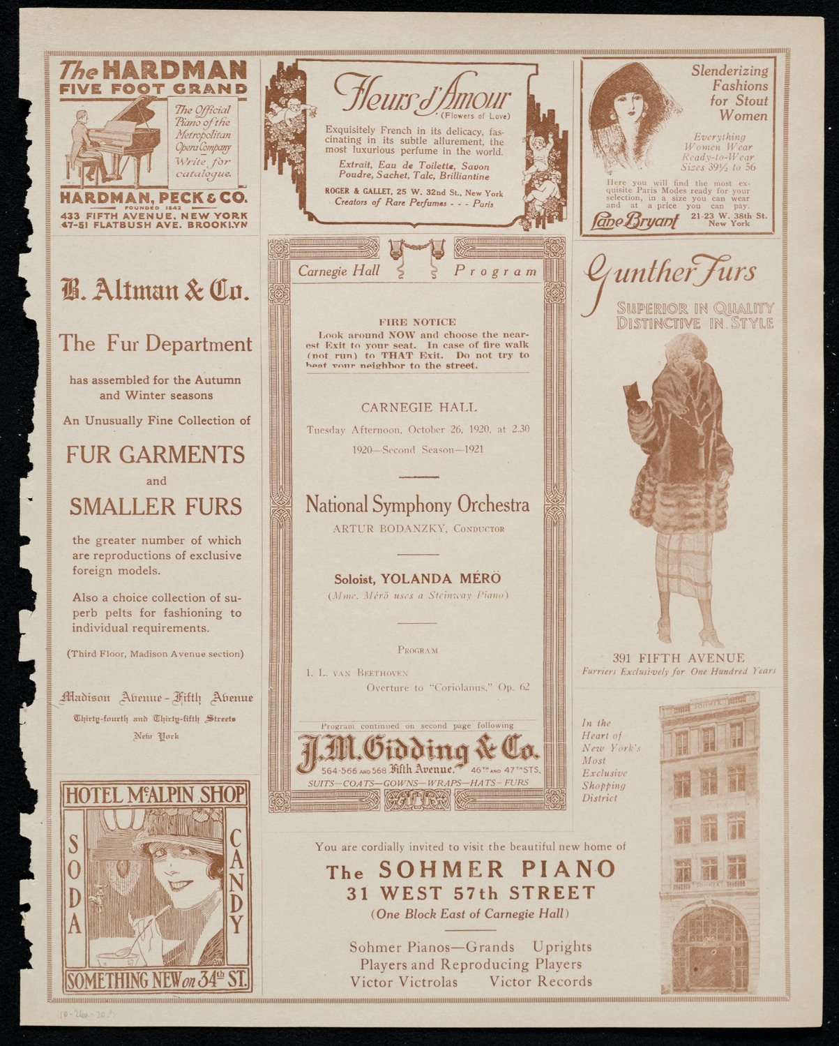 National Symphony Orchestra, October 26, 1920, program page 5