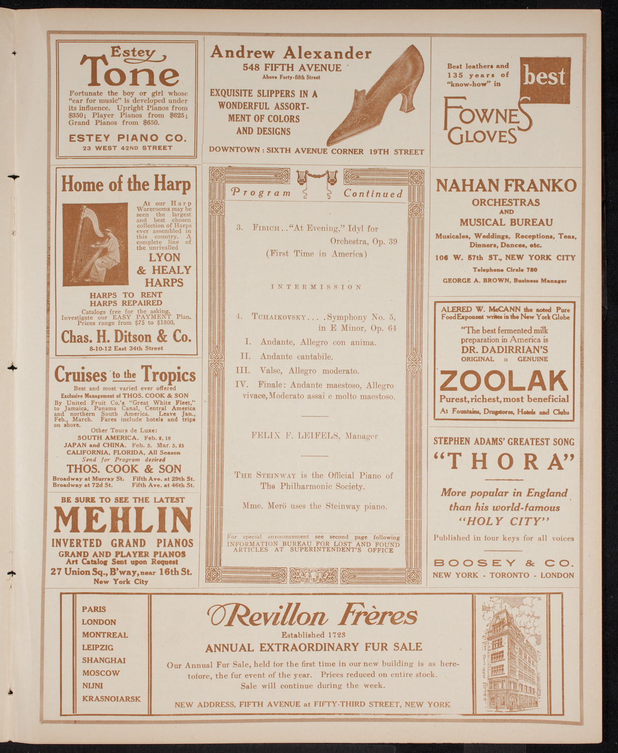 New York Philharmonic, January 20, 1916, program page 7