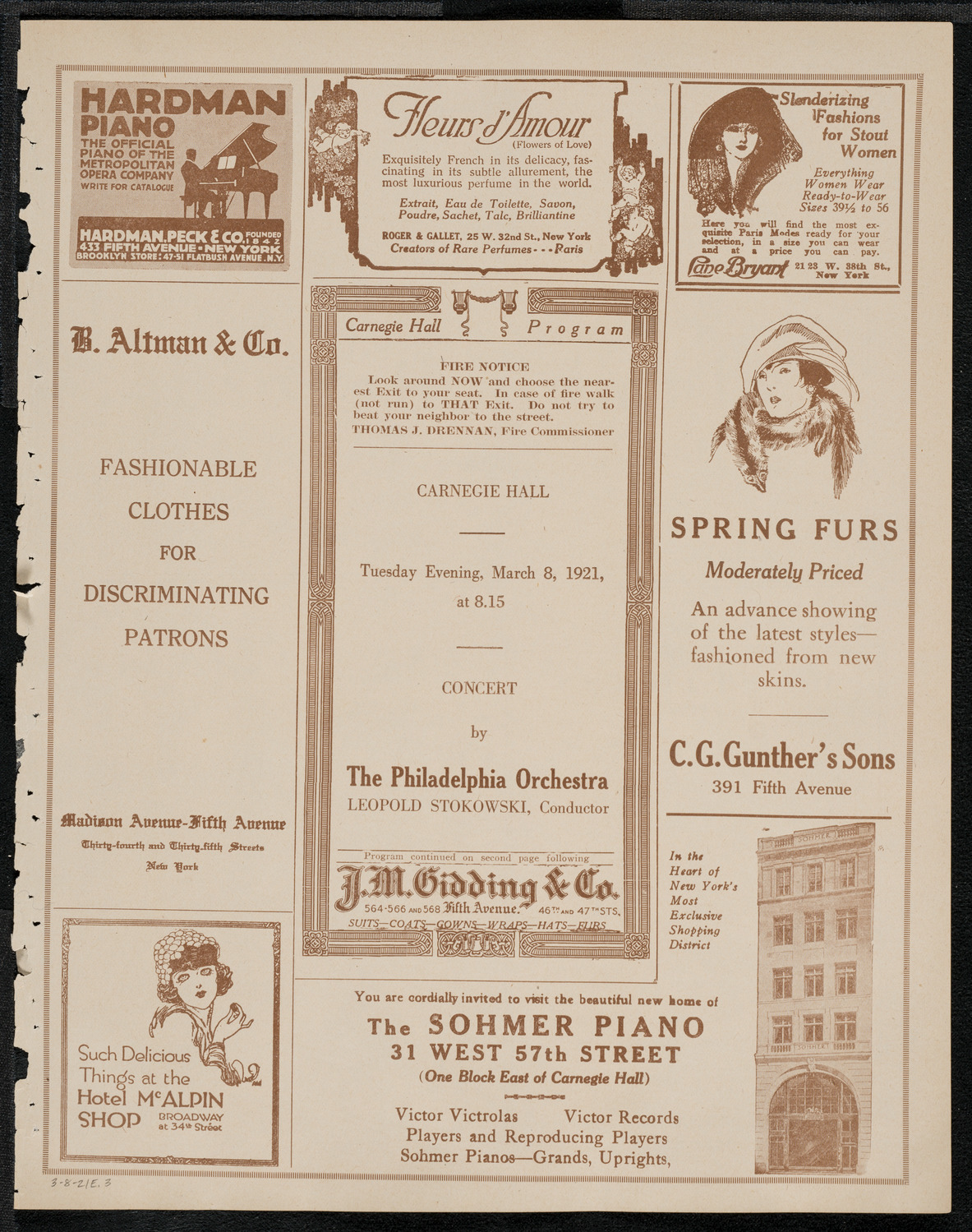 Philadelphia Orchestra, March 8, 1921, program page 5