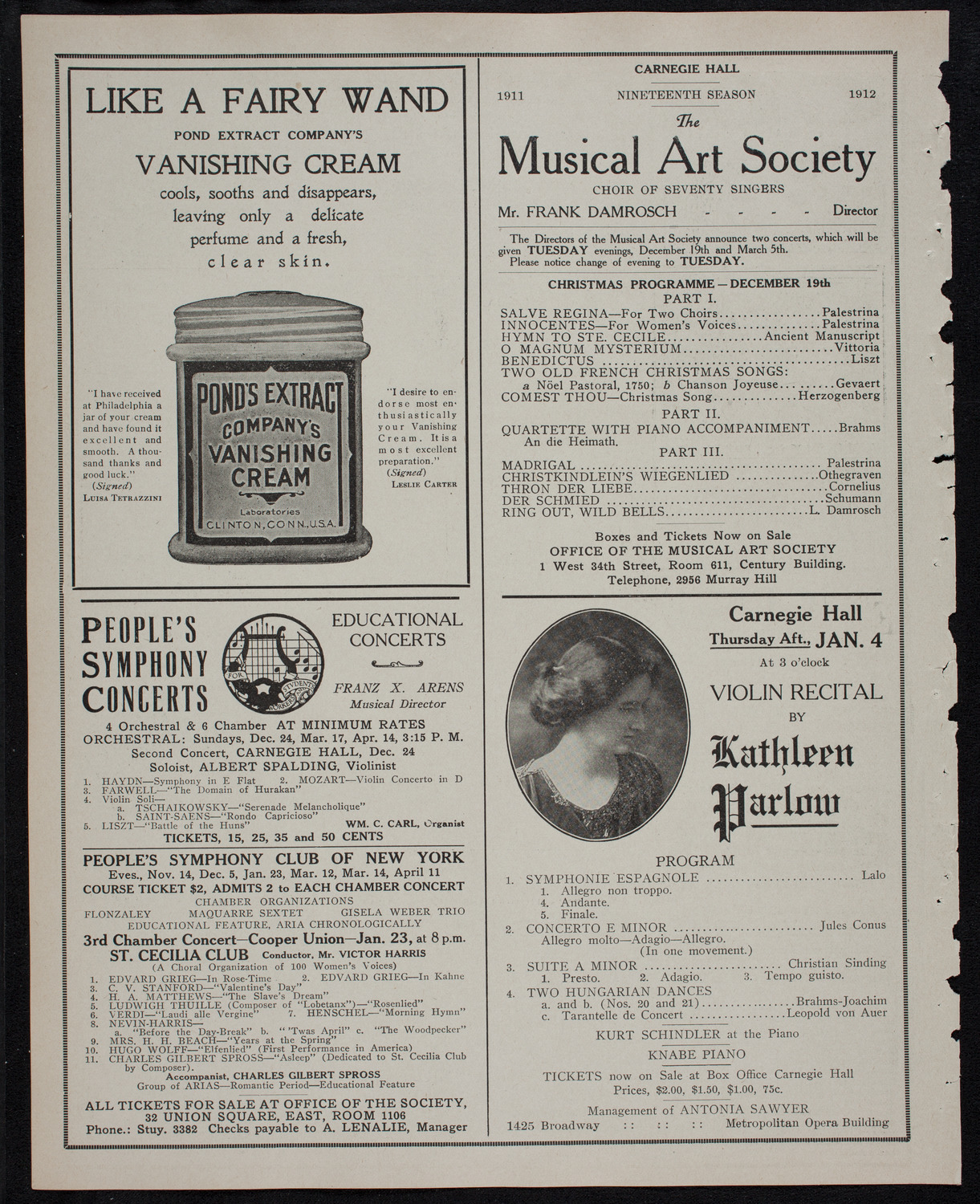 New York Philharmonic, December 14, 1911, program page 8