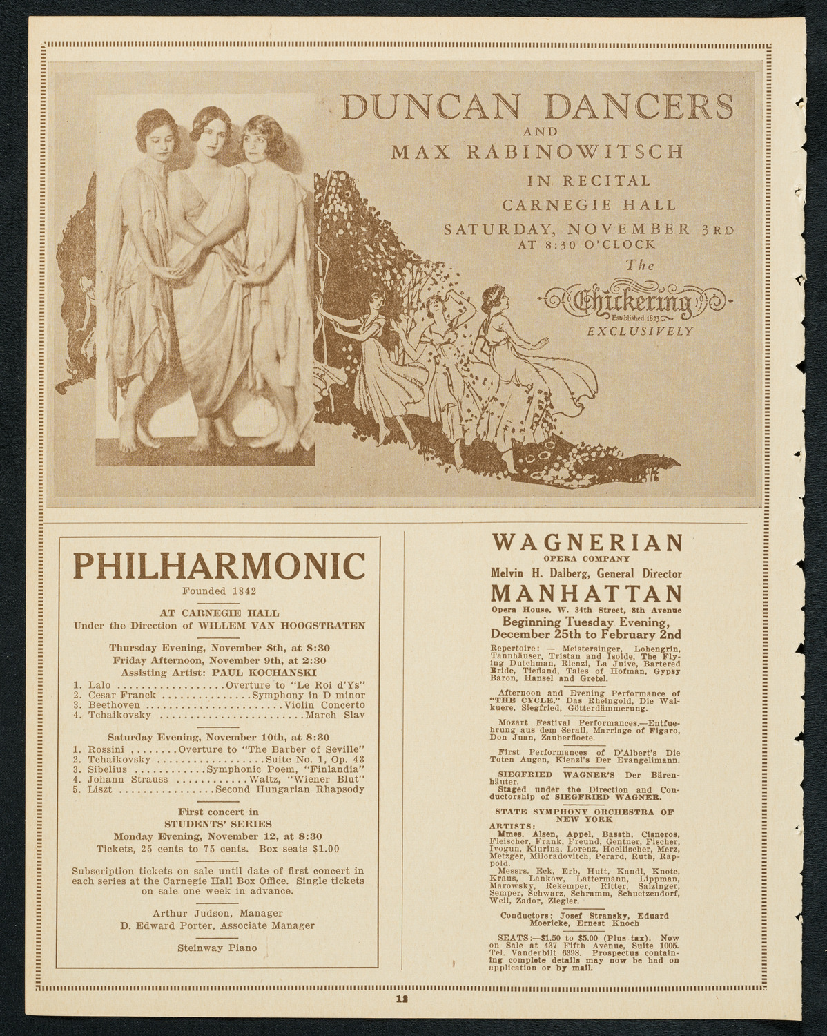 Sophie Braslau, Contralto, October 28, 1923, program page 12