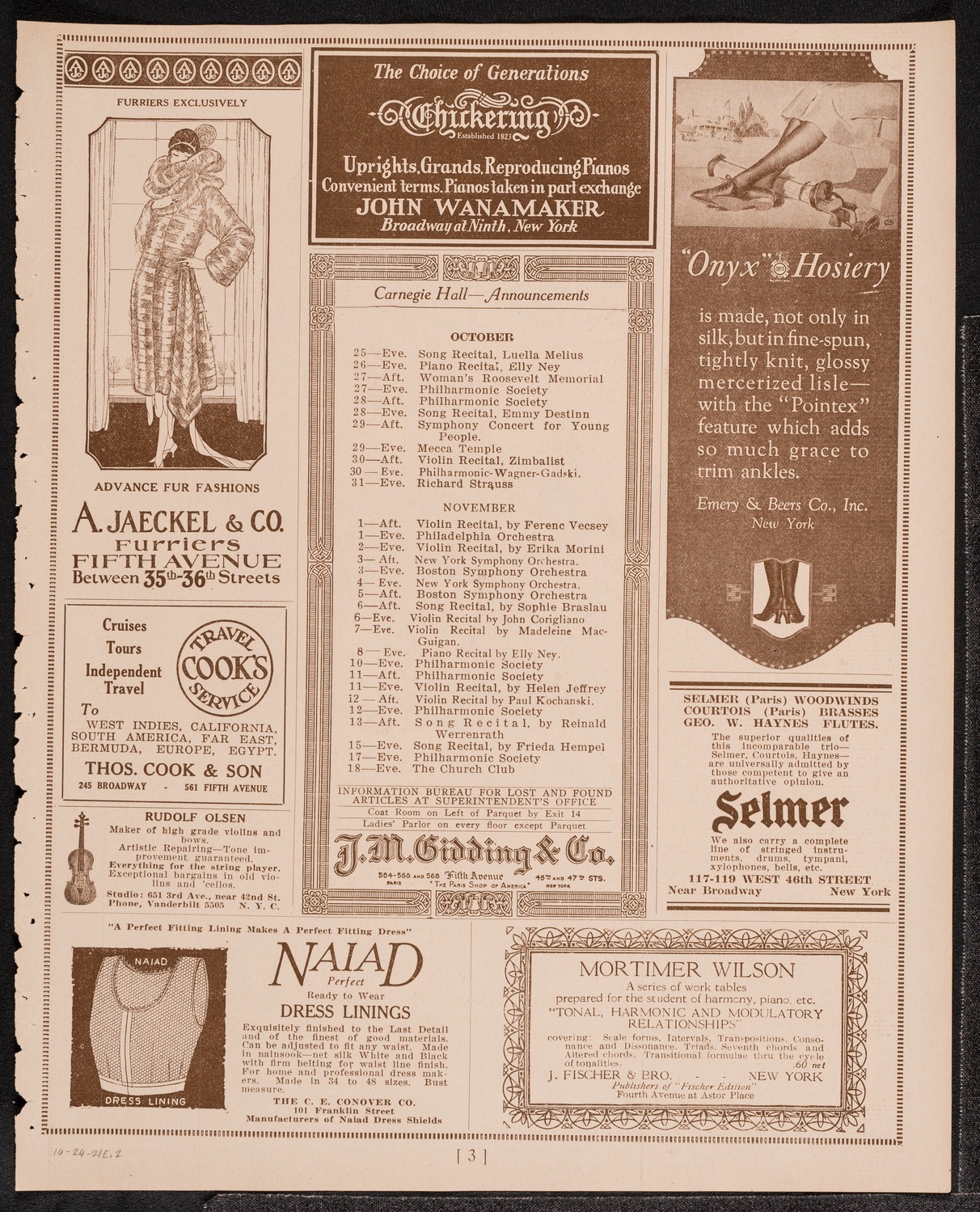 Anna Pinto, Assisted by Distinguished Artists, October 24, 1921, program page 3