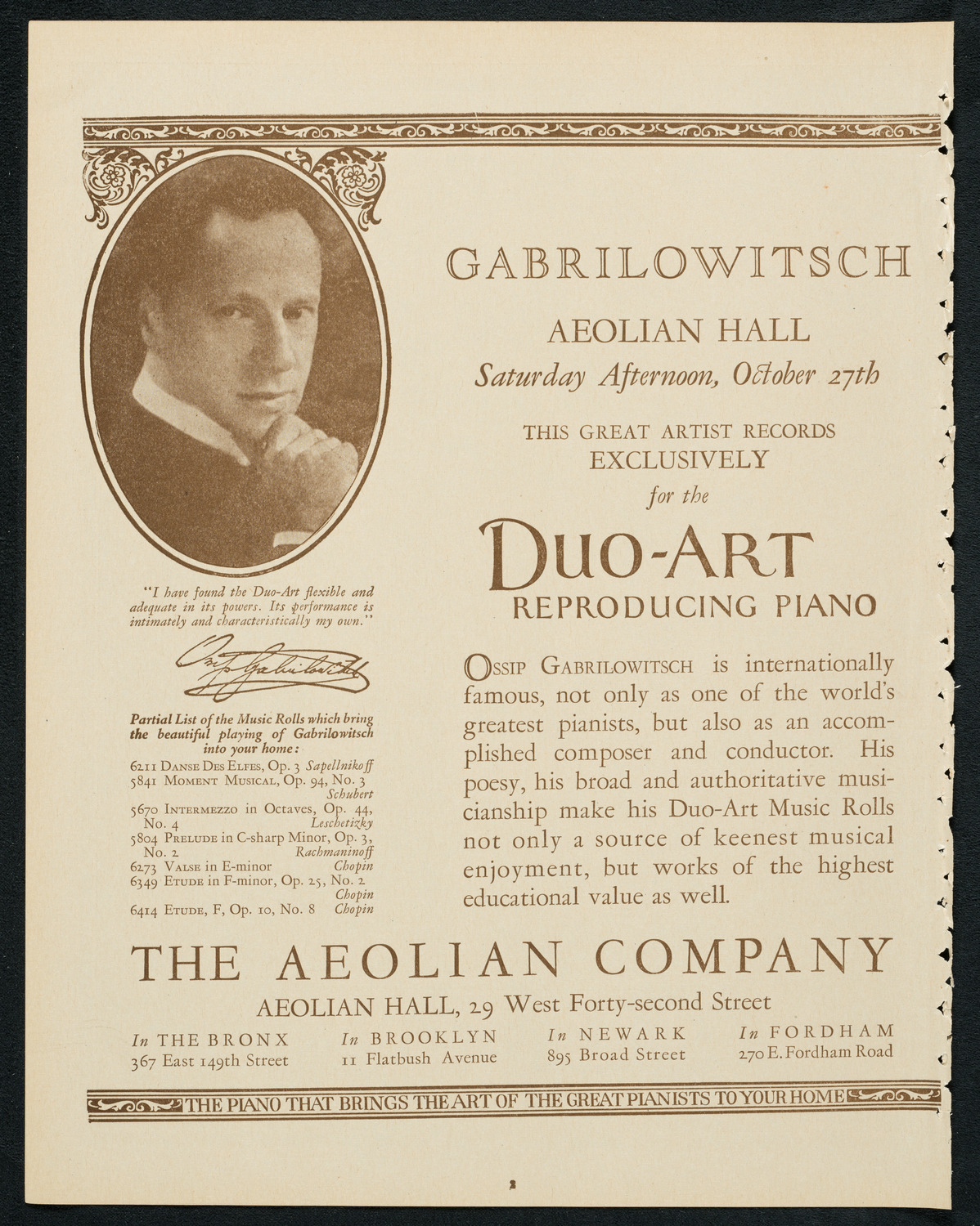 New York Philharmonic, October 26, 1923, program page 2