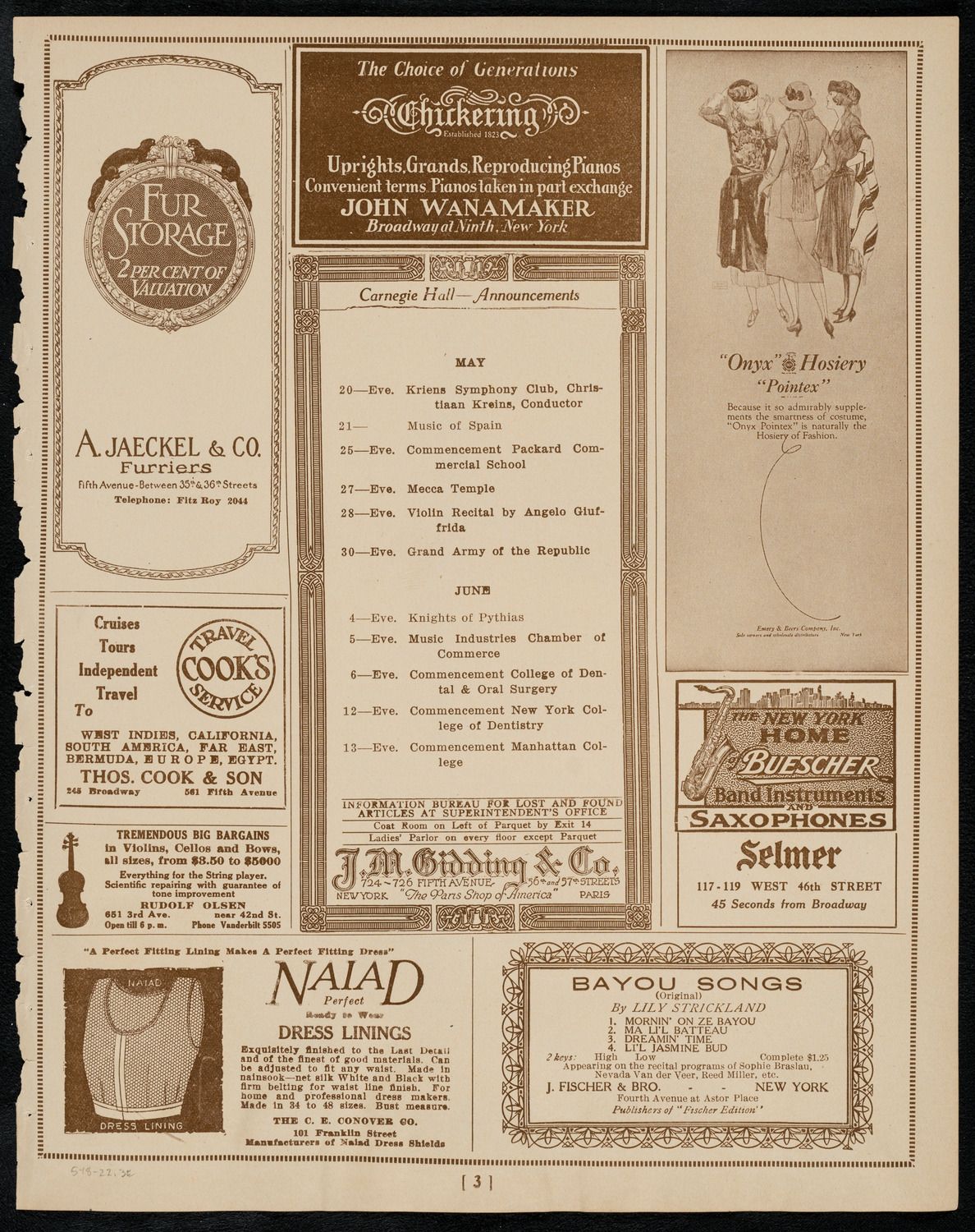 Graduation: Columbia University: College of Pharmacy of the City of New York, May 18, 1922, program page 3