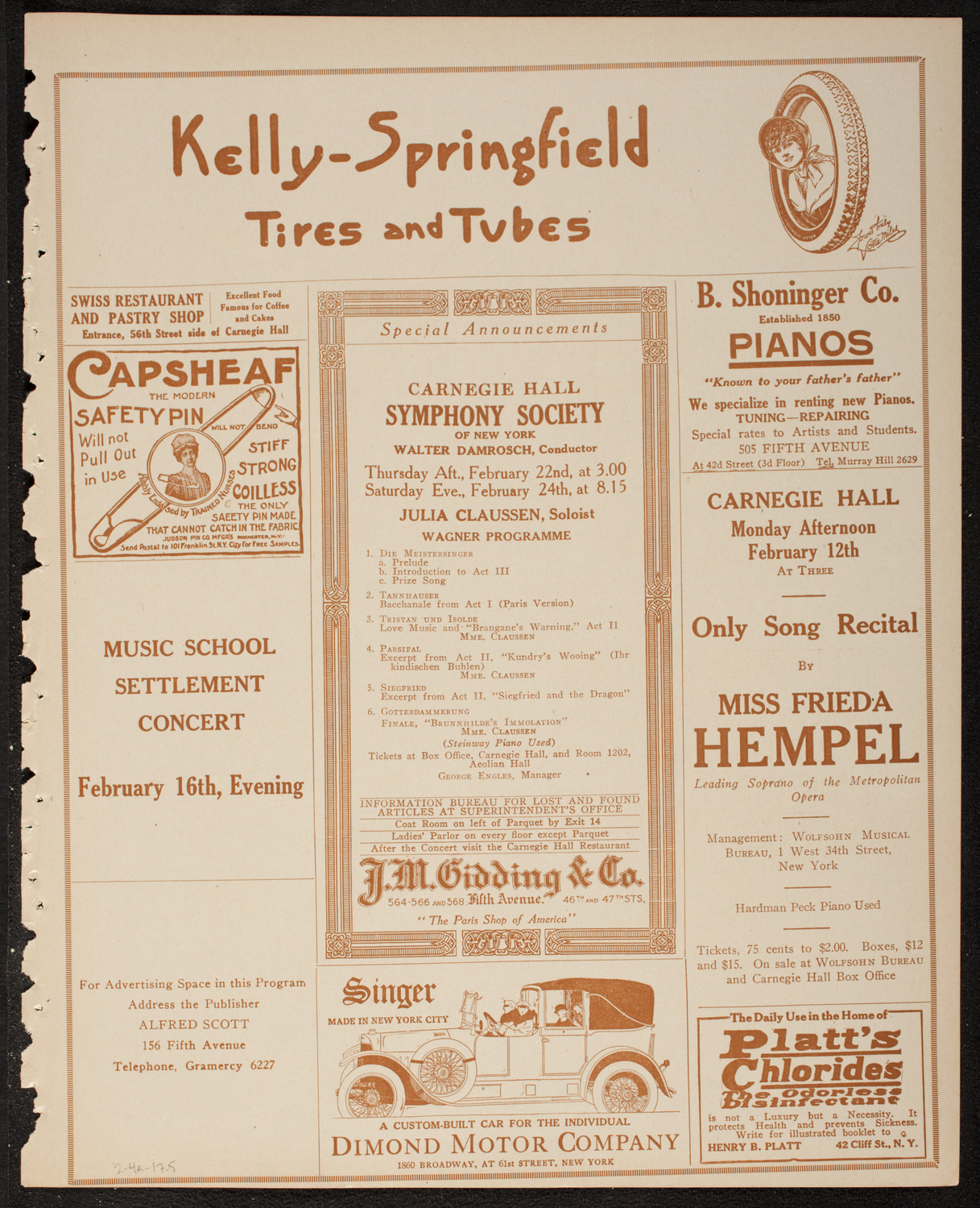 New York Philharmonic, February 4, 1917, program page 9