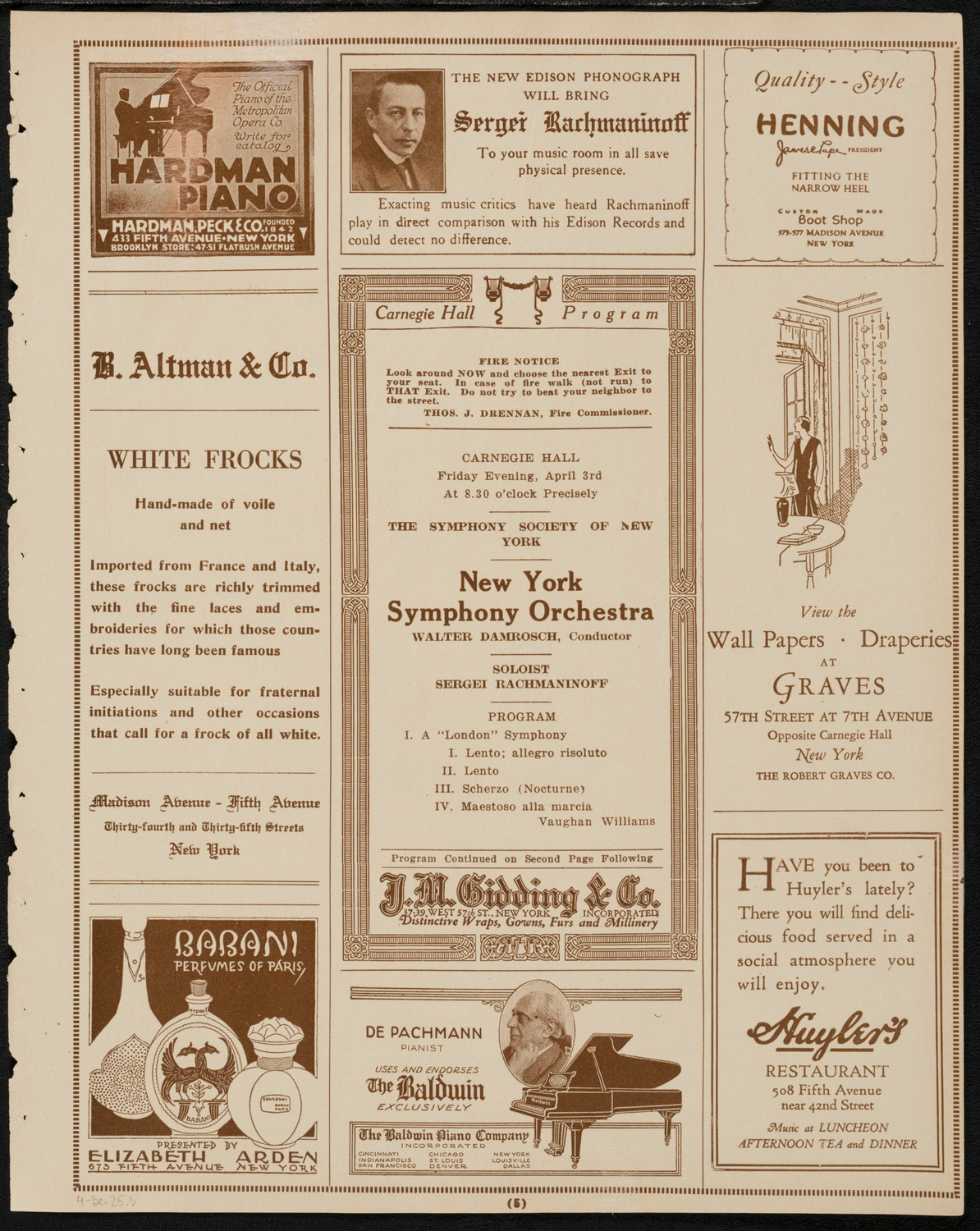 New York Symphony Orchestra, April 3, 1925, program page 5