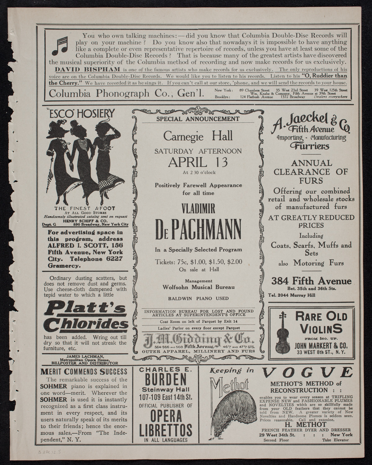 David Bispham, Baritone, March 22, 1912, program page 9