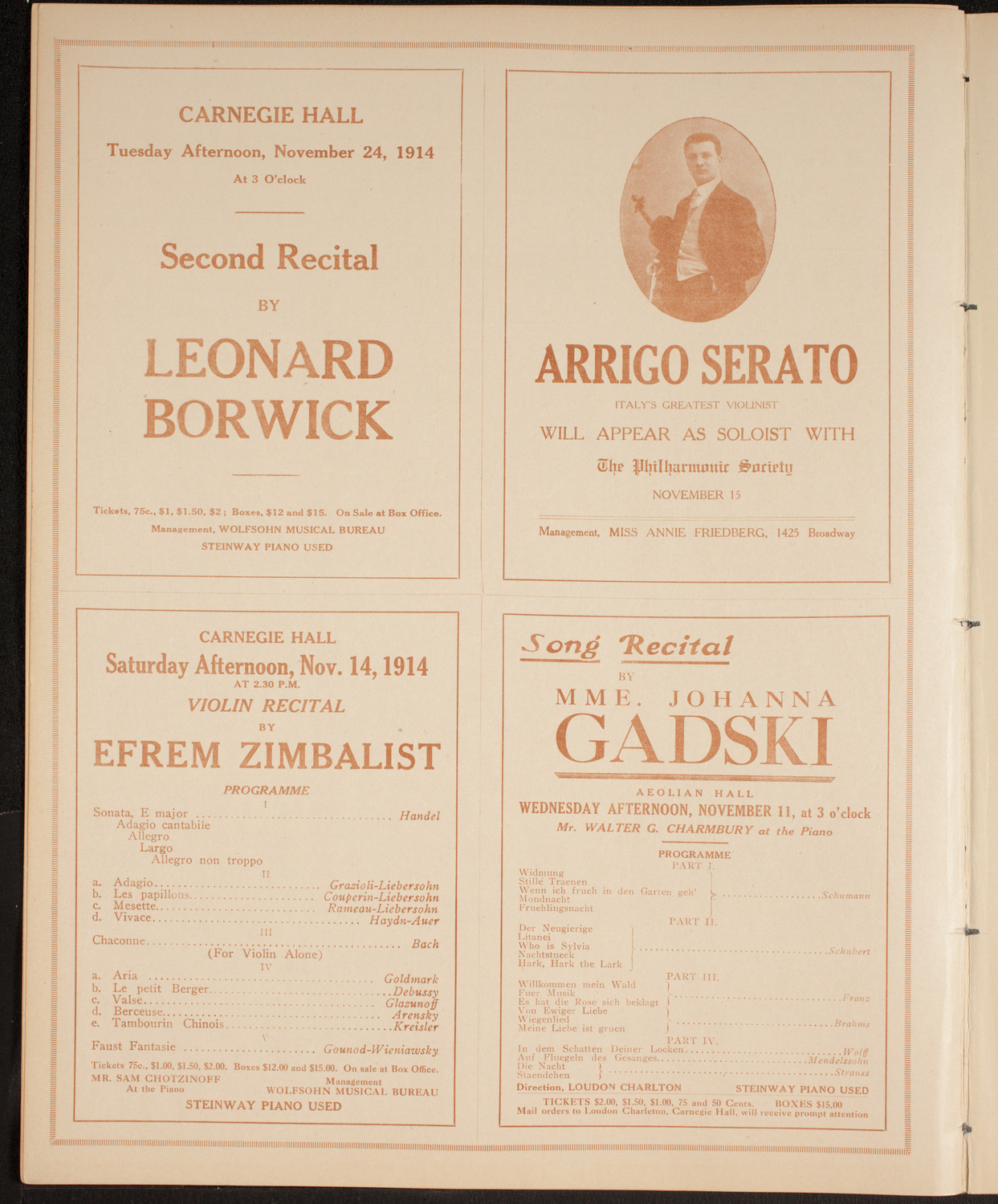 Boston Symphony Orchestra, November 5, 1914, program page 10