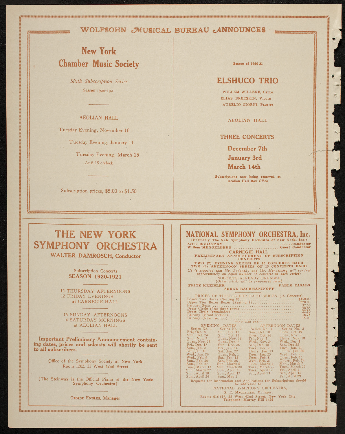 Arnold Volpe and his Symphony Orchestra, May 1, 1920, program page 8
