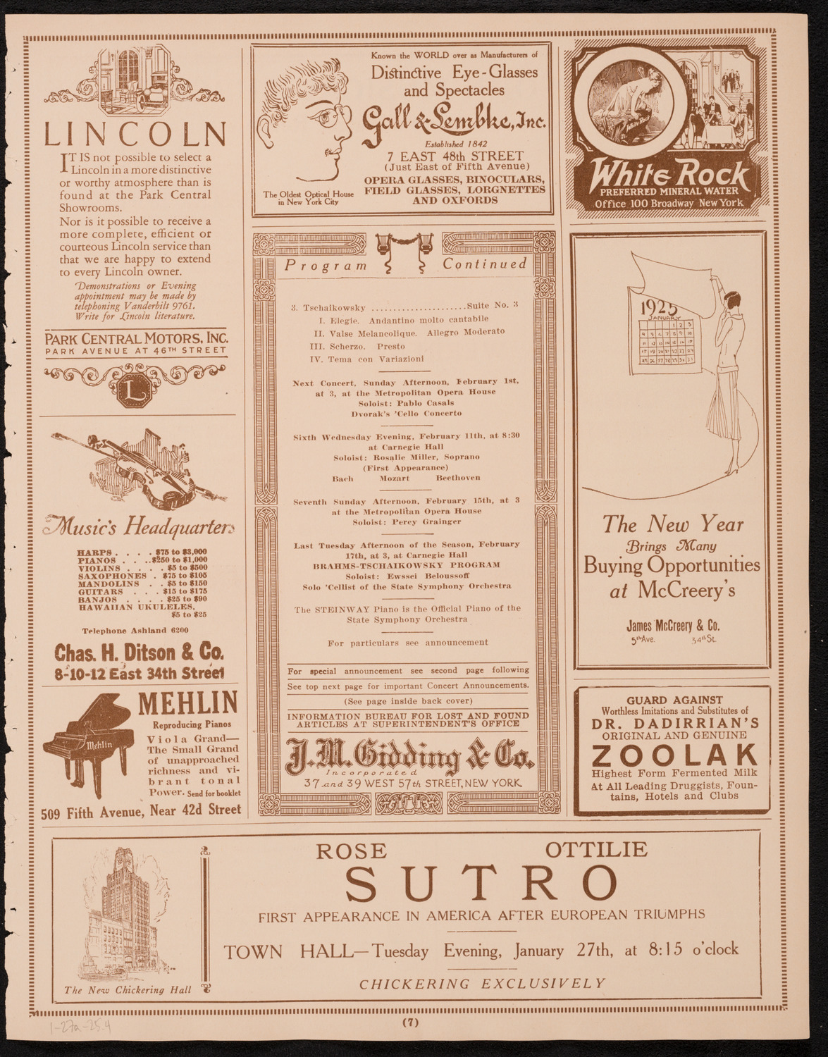 State Symphony Orchestra of New York, January 27, 1925, program page 7