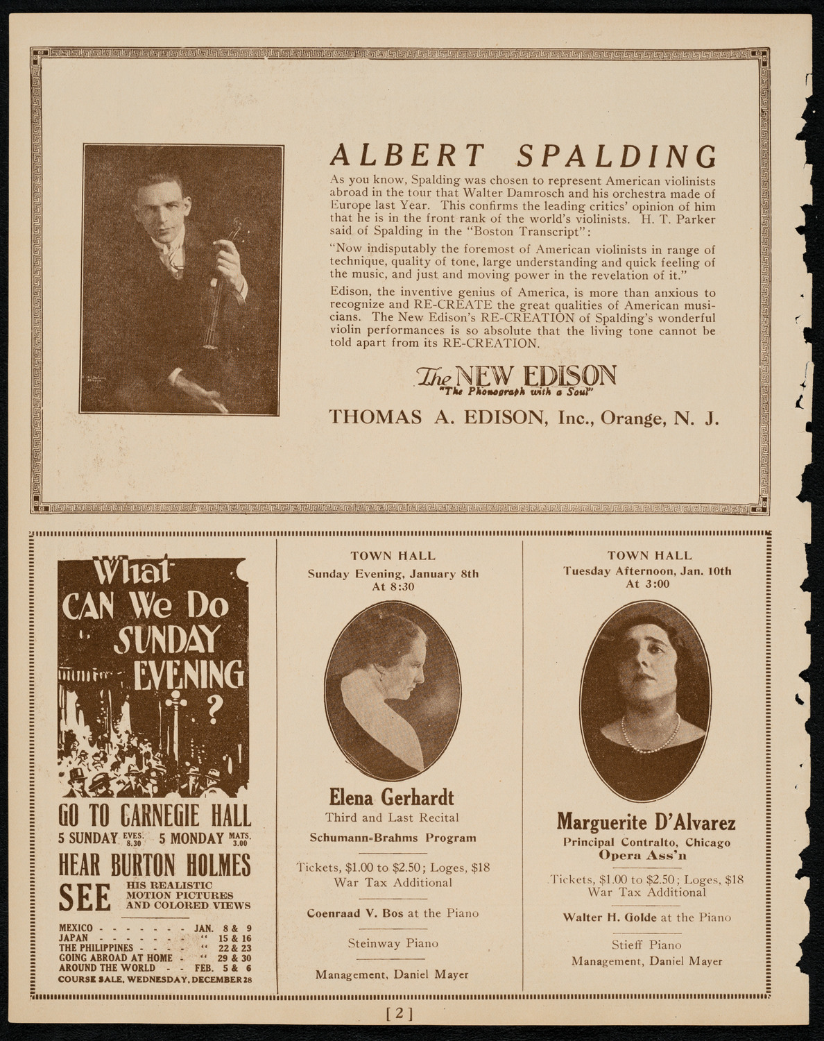 New York Symphony Orchestra, January 5, 1922, program page 2