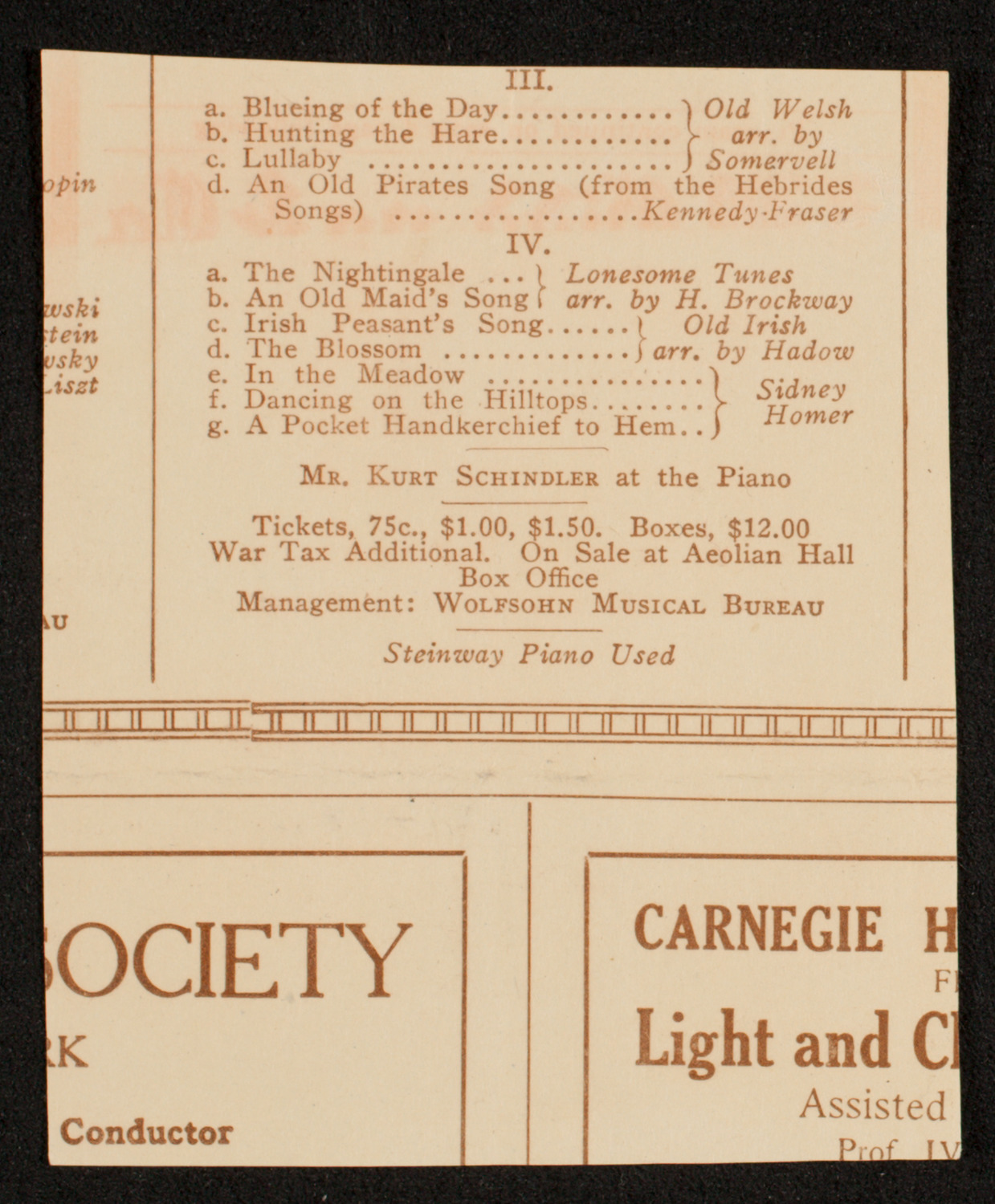 Raoul Vidas, Violin, November 10, 1918, program page 8