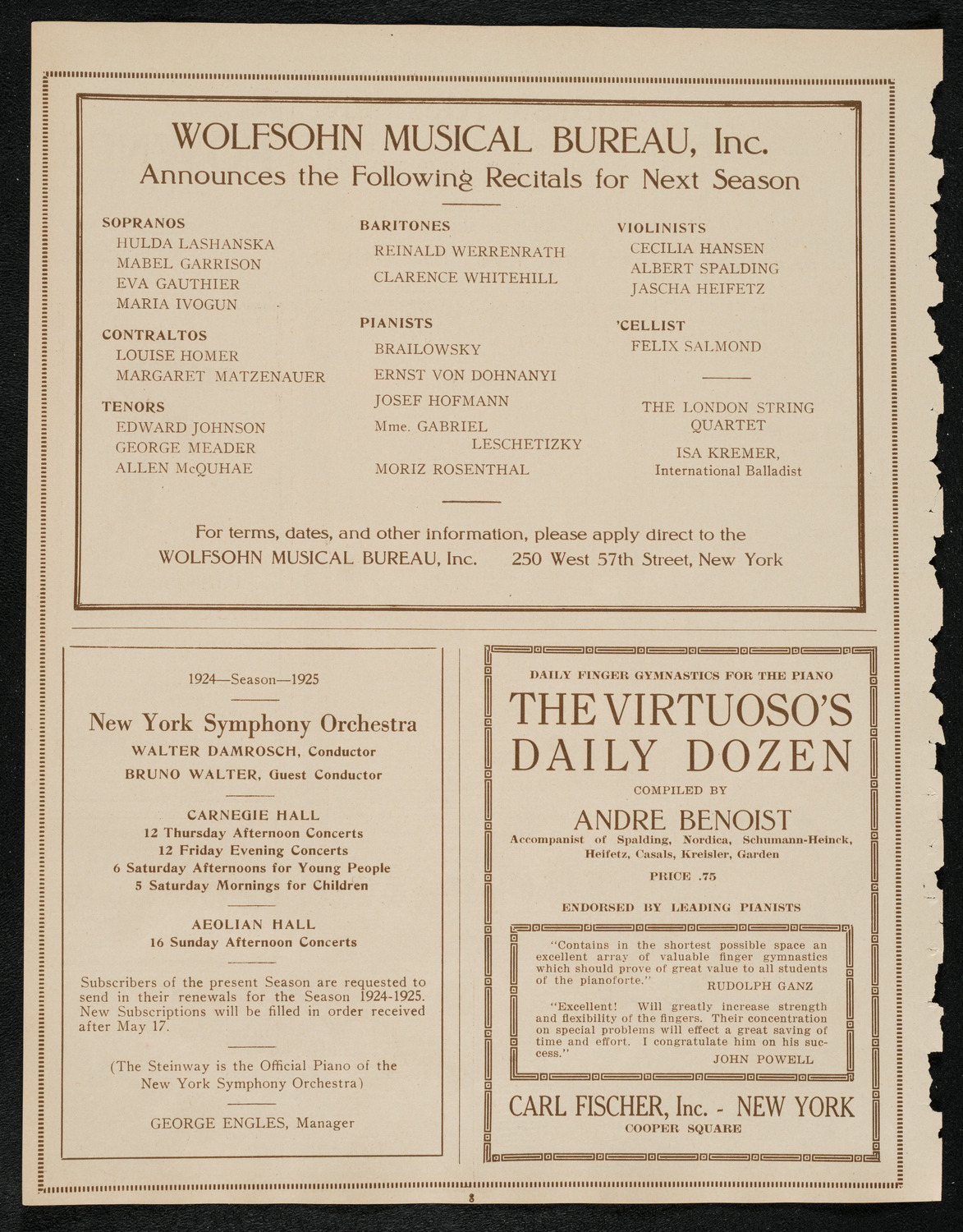 New York Philharmonic, April 17, 1924, program page 8