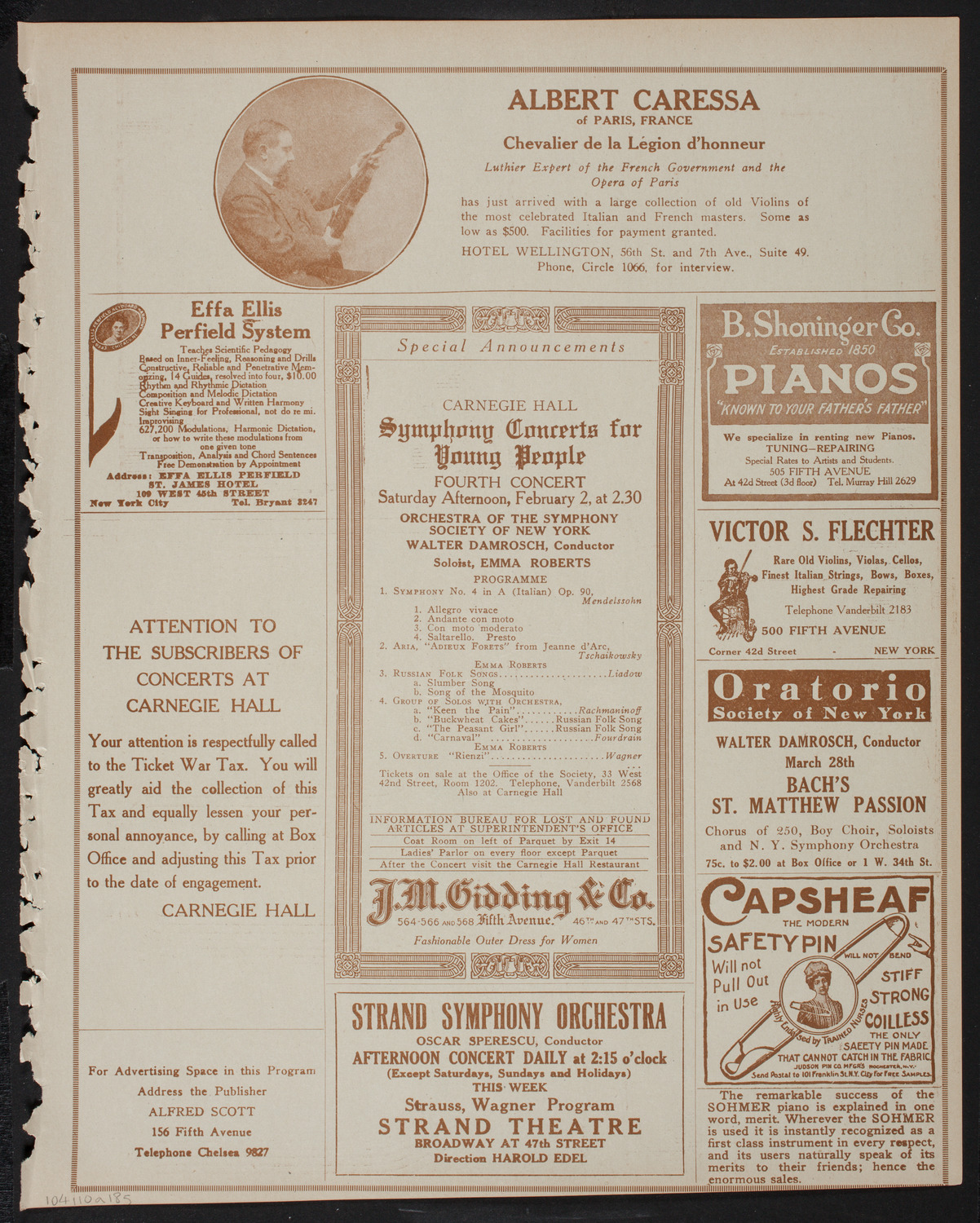 New York Symphony Orchestra, January 10, 1918, program page 9