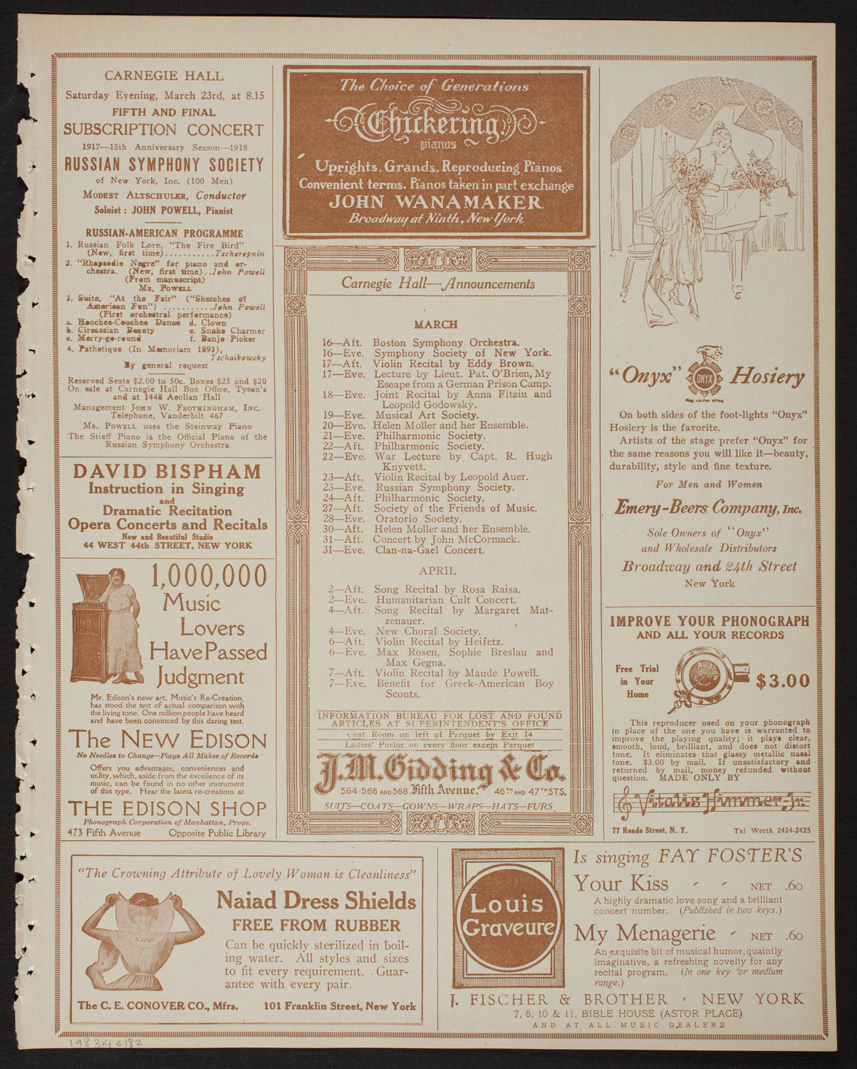 Boston Symphony Orchestra, March 14, 1918, program page 3