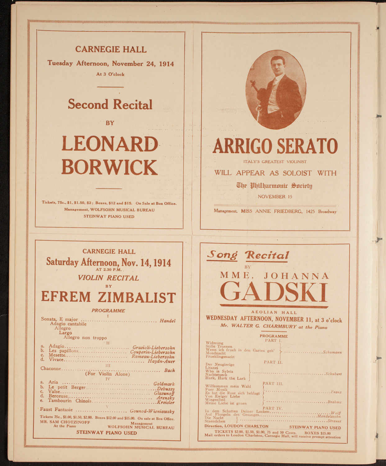 Boston Symphony Orchestra, November 7, 1914, program page 10