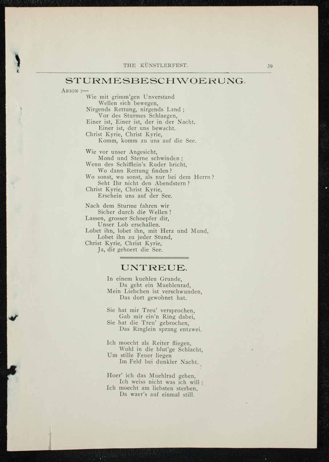 Künstlerfest, December 3, 1891, program page 41