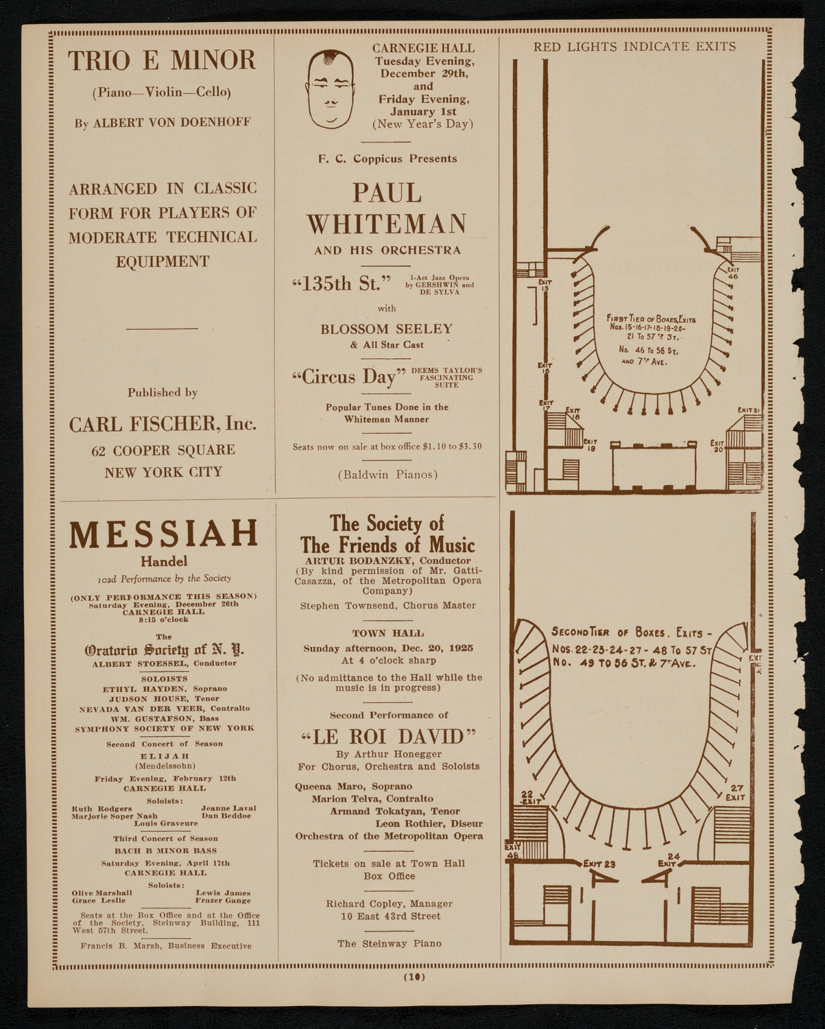 New York Philharmonic, December 19, 1925, program page 10