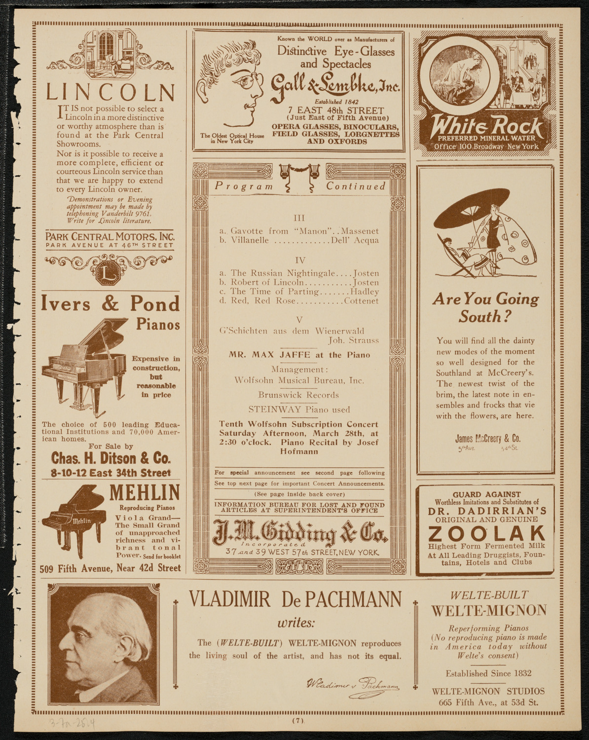 Maria Ivogun, Soprano, March 7, 1925, program page 7