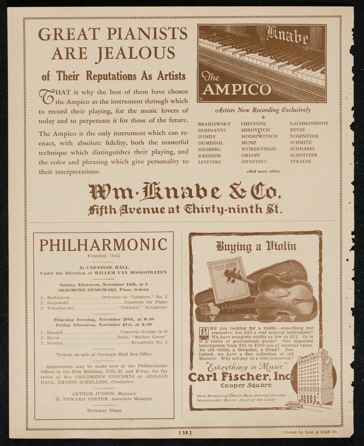 New York Philharmonic, November 13, 1924, program page 12