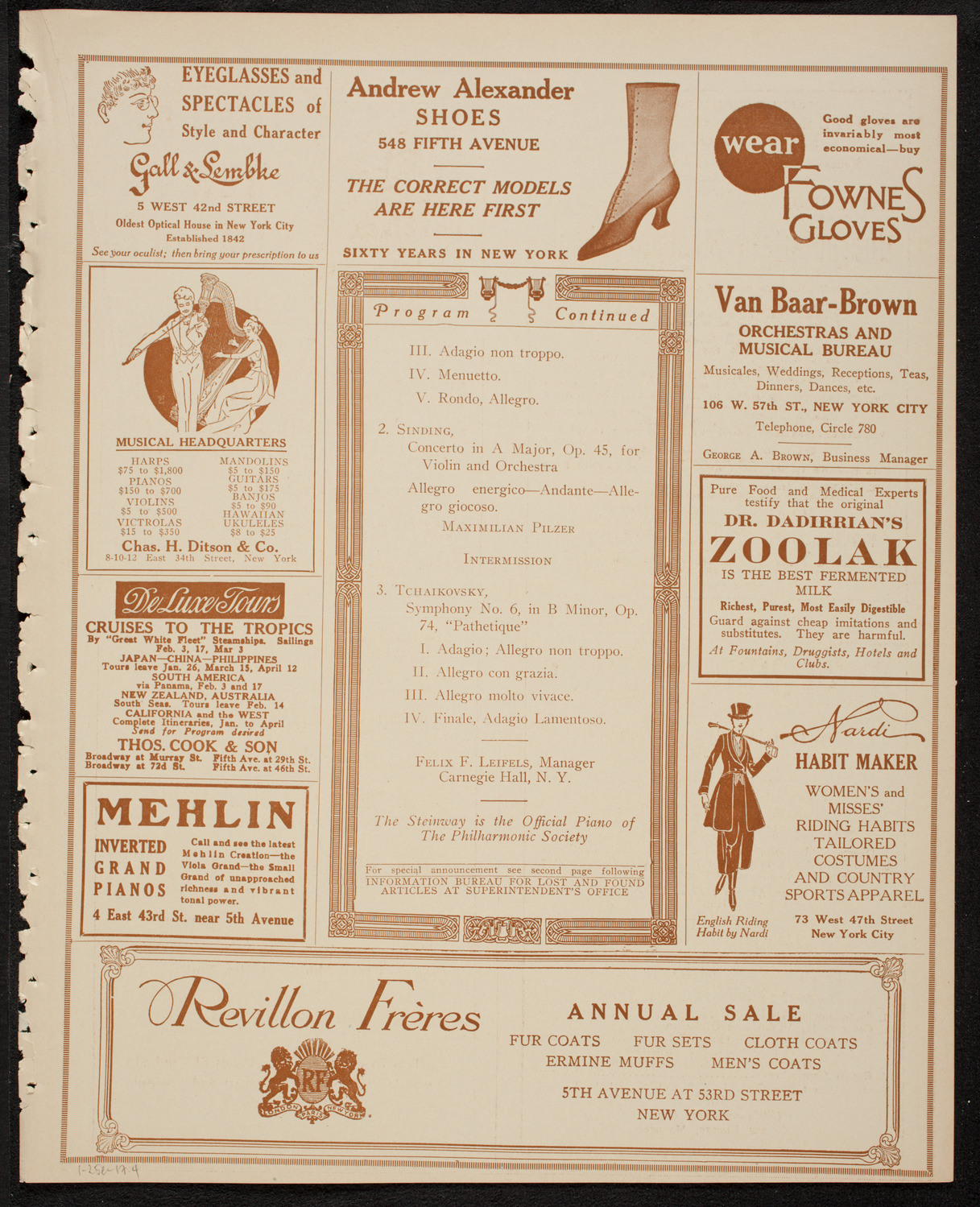 New York Philharmonic, January 25, 1917, program page 7