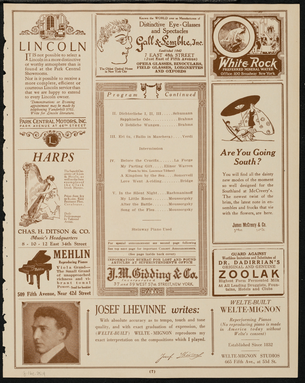Lawrence Tibbett, Baritone, March 16, 1925, program page 7