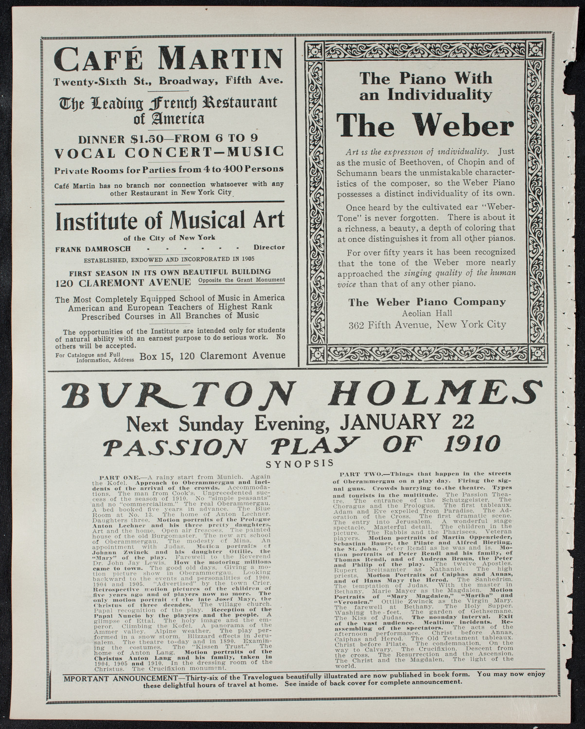 Burton Holmes Travelogue: Munich and Bavaria, January 15, 1911, program page 6