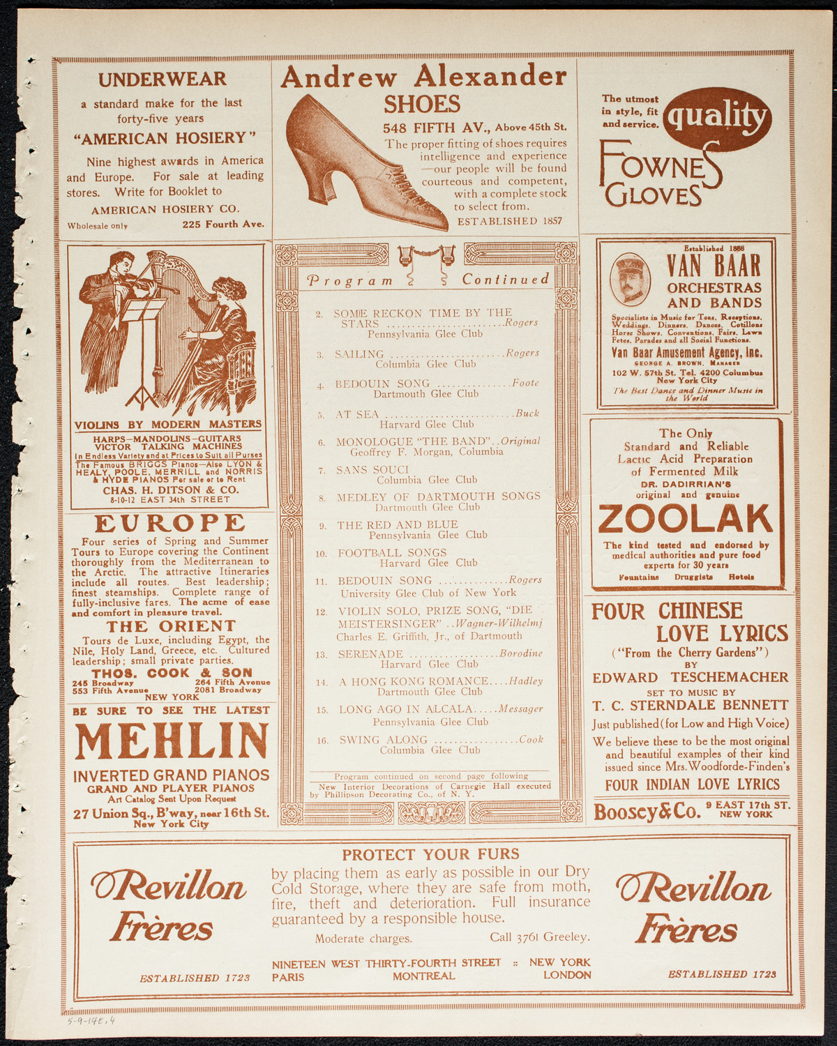 Intercollegiate Glee Club Contest, May 9, 1914, program page 7