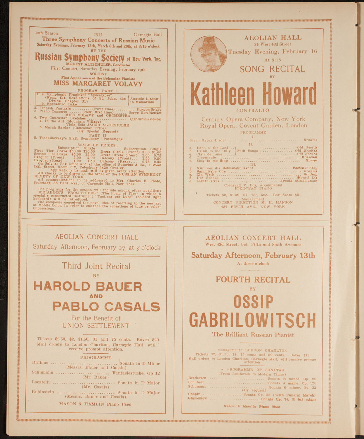 New York Symphony Orchestra, February 10, 1915, program page 10