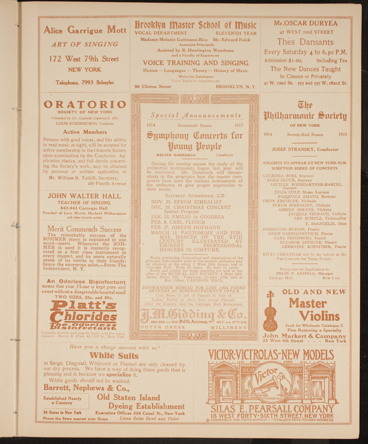 New York Philharmonic, October 30, 1914, program page 9