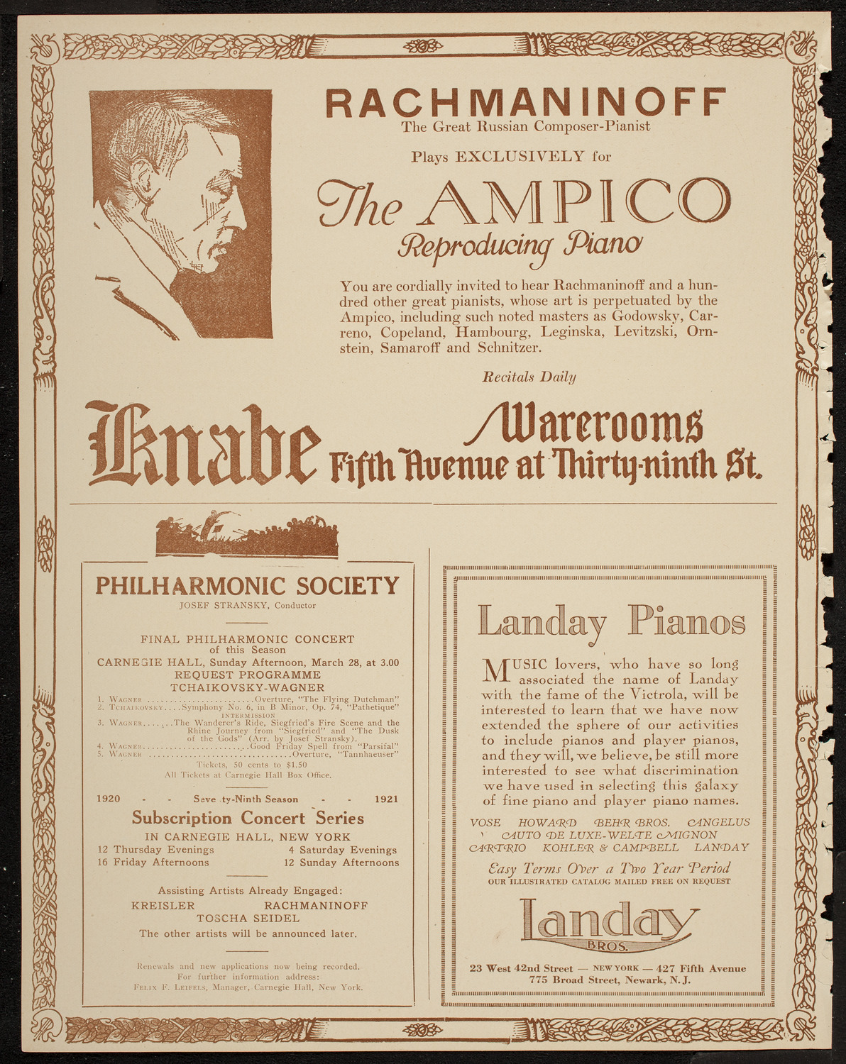 New York Philharmonic, March 26, 1920, program page 12