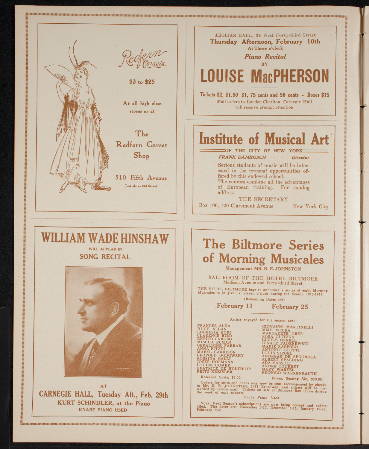 Germaine Schnitzer, Piano, and Francis MacMillen, Violin, February 7, 1916, program page 2