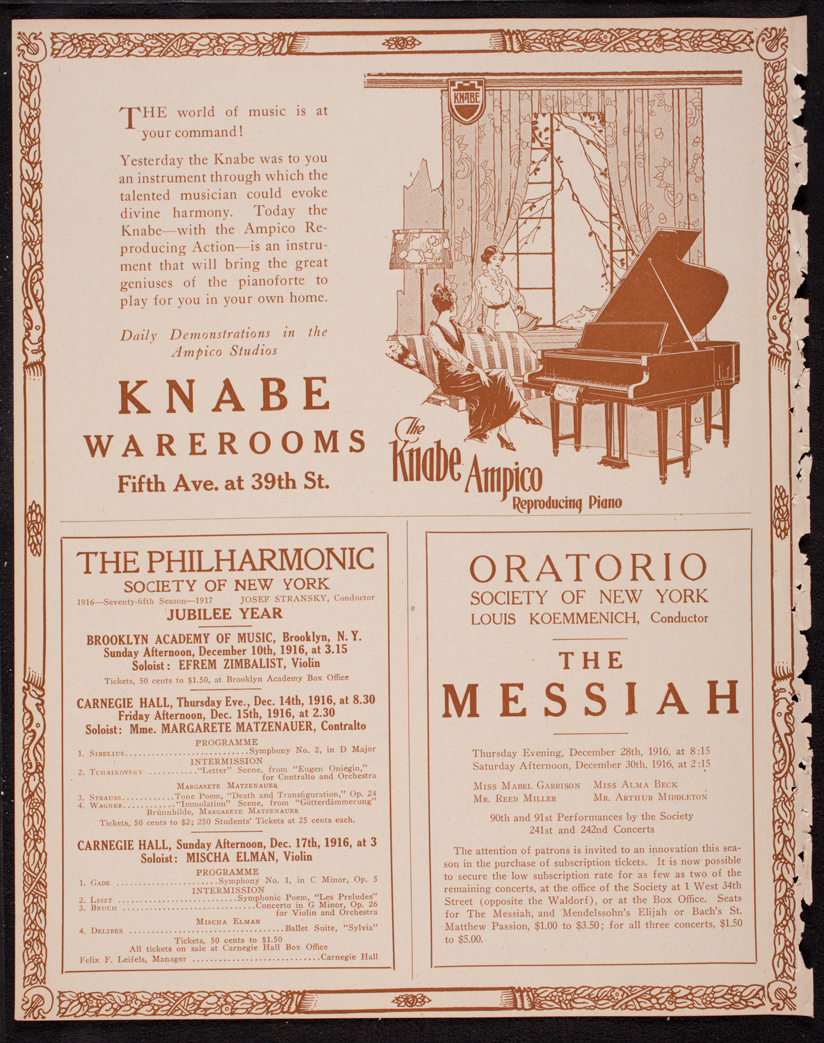 New York Philharmonic, December 9, 1916, program page 12