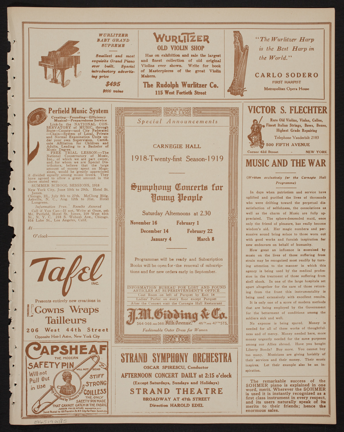 Josef Rosenblatt, Tenor, May 19, 1918, program page 9