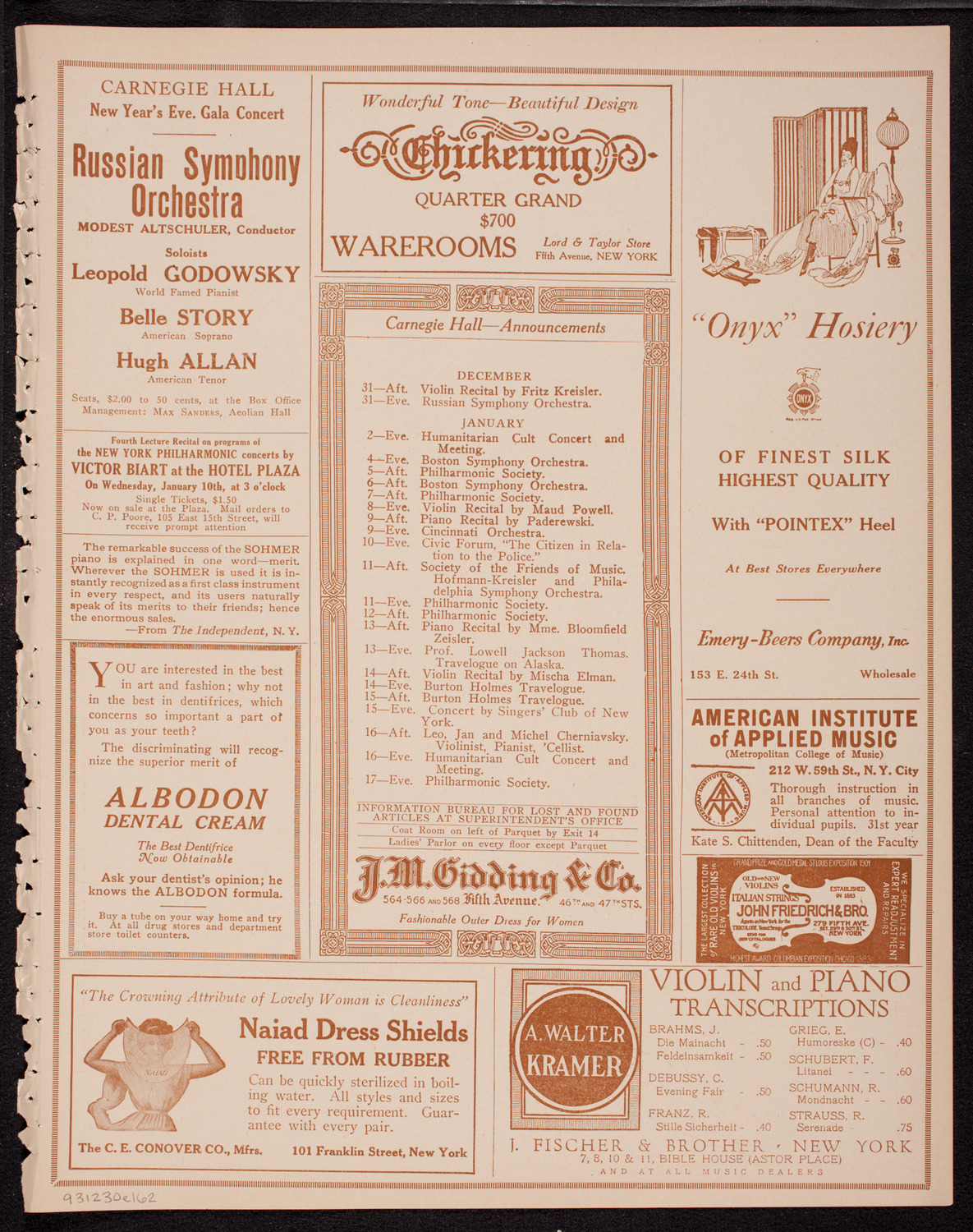 Benefit: Spanish Benevolent Society, December 30, 1916, program page 3