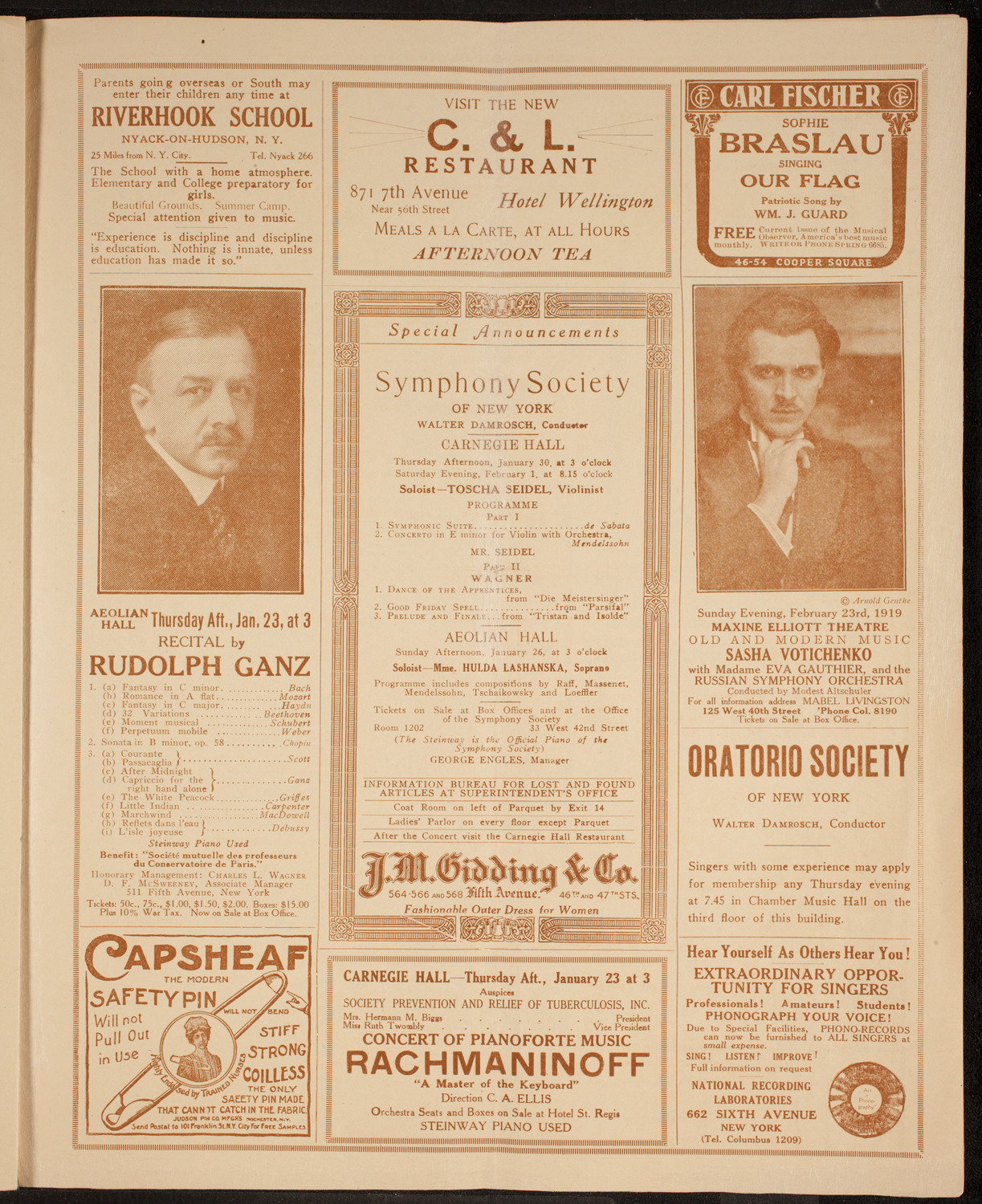 Anna Case, Soprano, January 20, 1919, program page 9