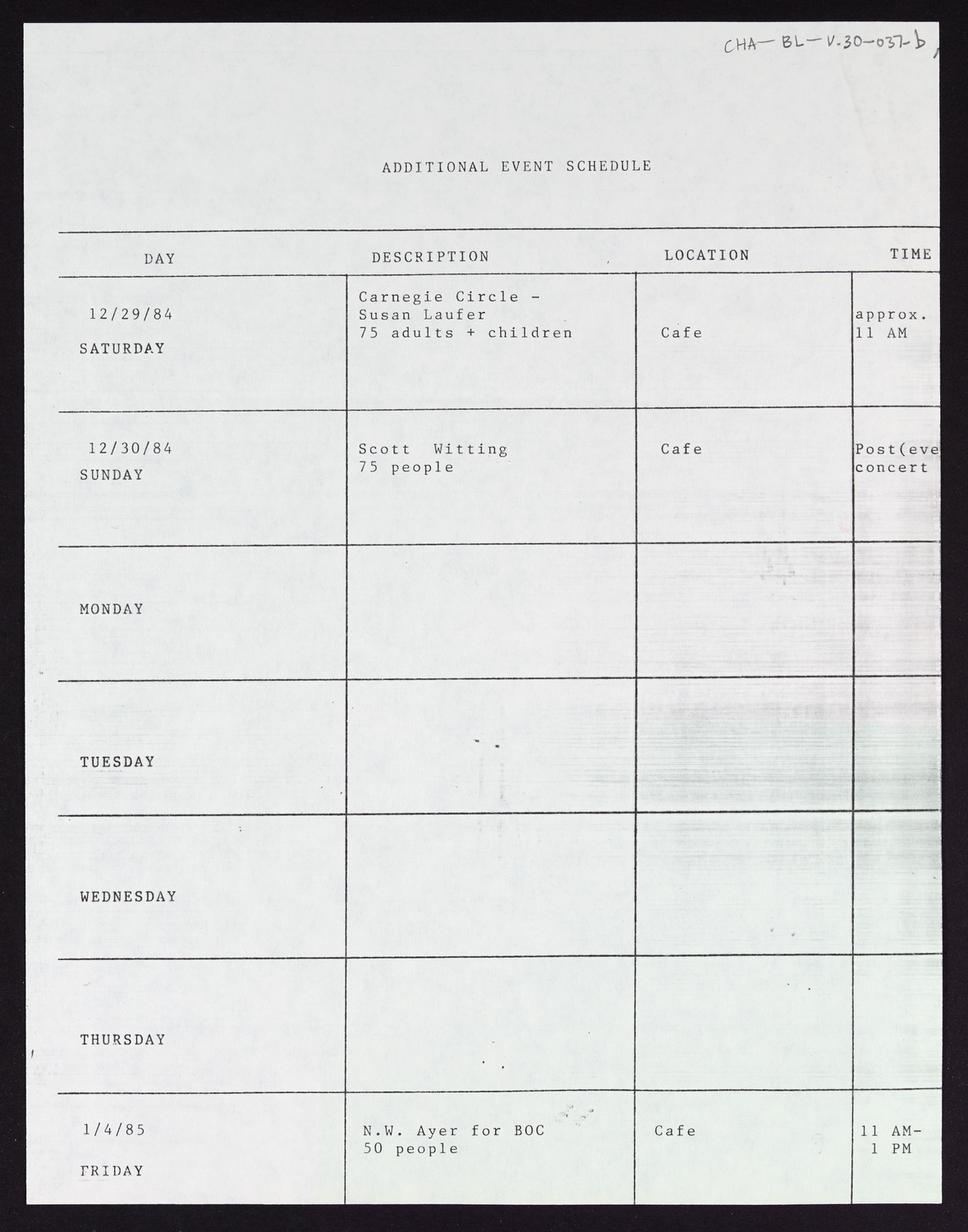 Carnegie Hall Booking Ledger, volume 30, page 37b