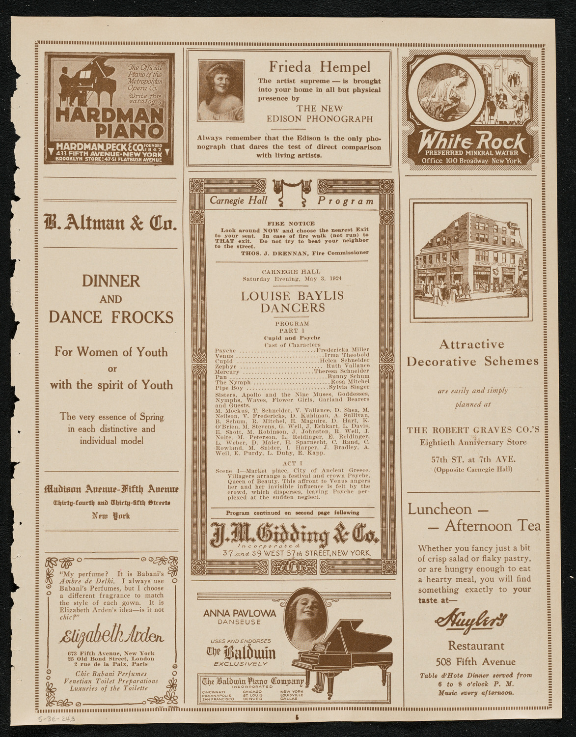Louise Baylis Dancers, May 3, 1924, program page 5