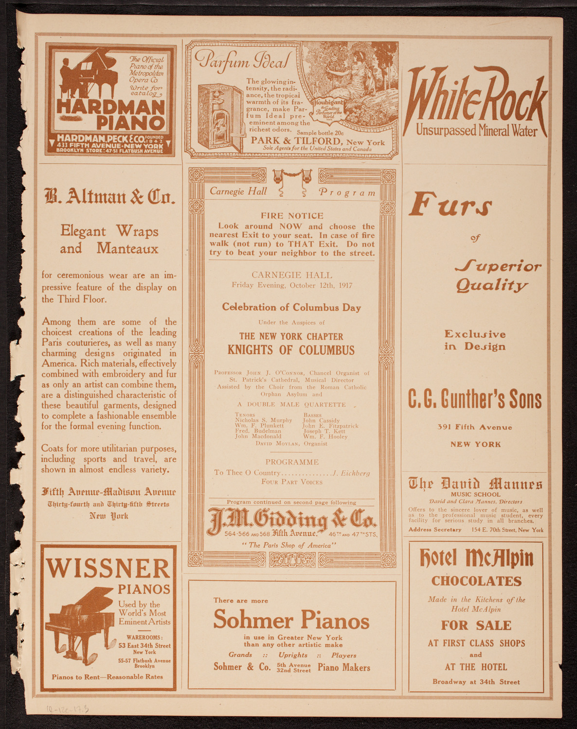 Columbus Day Celebration, October 12, 1917, program page 5