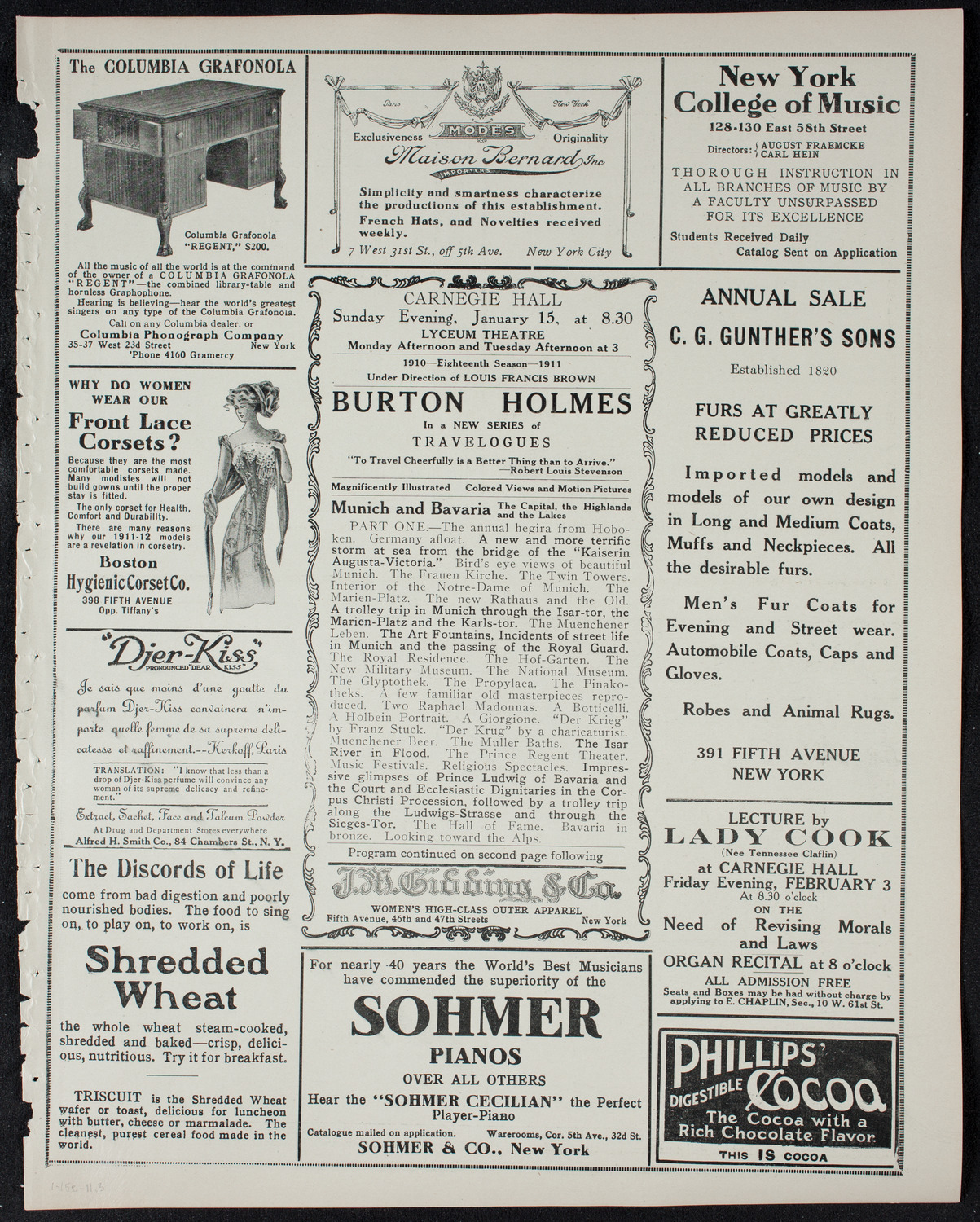 Burton Holmes Travelogue: Munich and Bavaria, January 15, 1911, program page 5