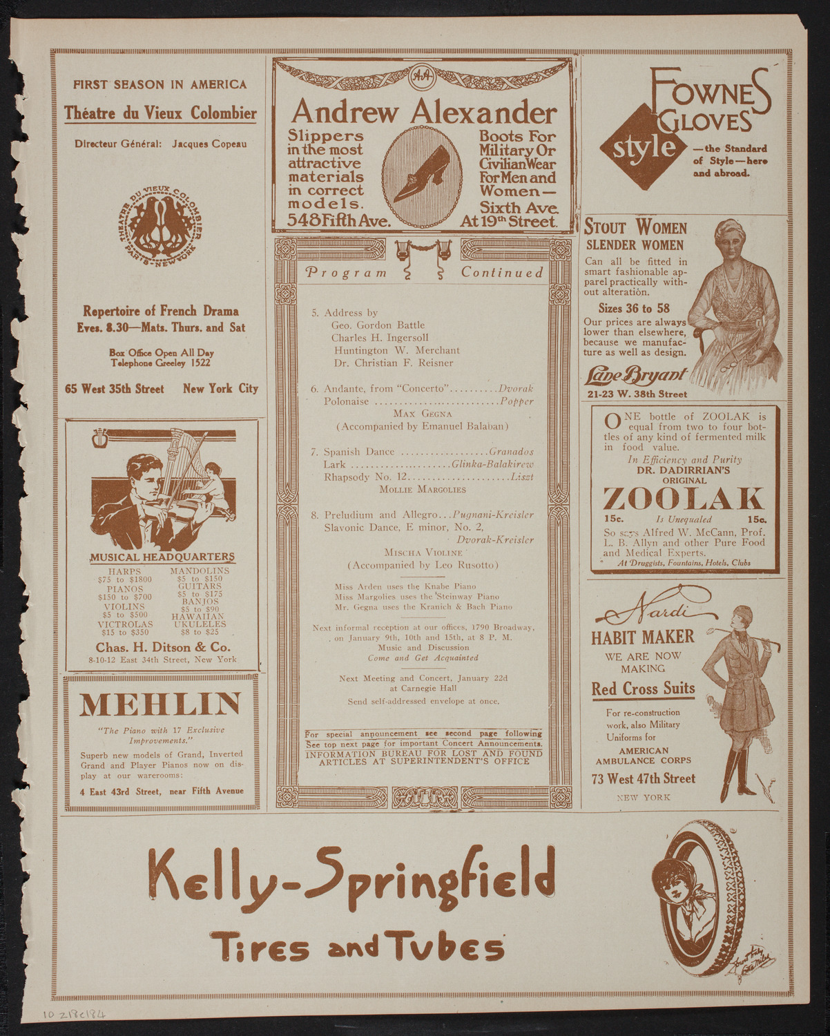 Meeting: The Humanitarian Cult, January 8, 1918, program page 7