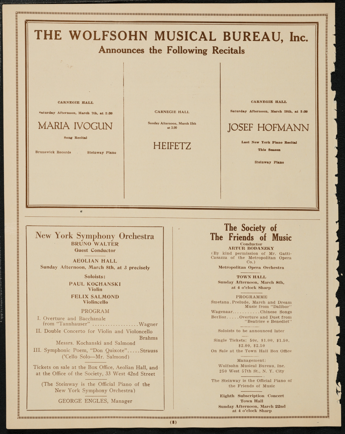 New York Symphony Orchestra, March 5, 1925, program page 8