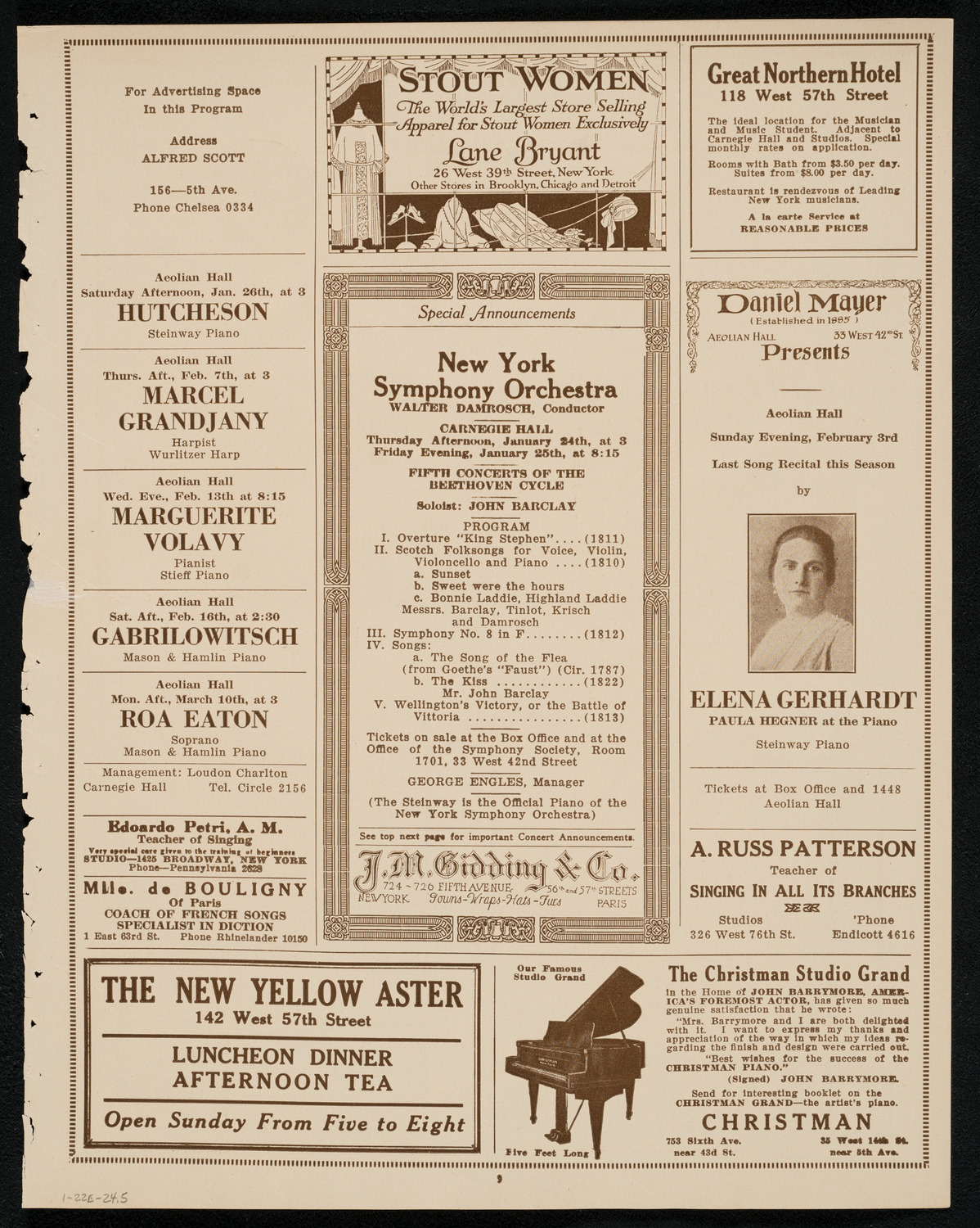 Cleveland Orchestra, January 22, 1924, program page 9